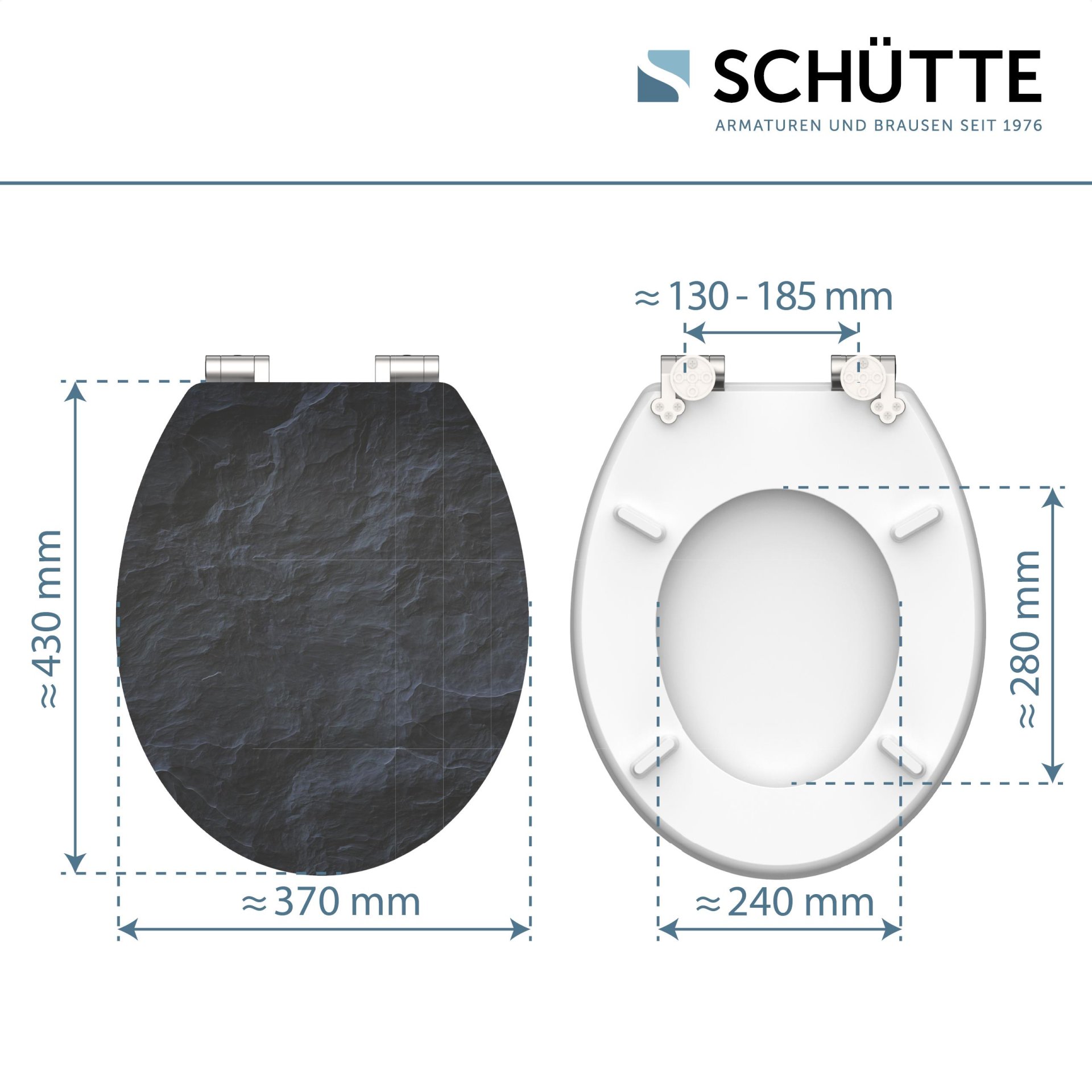 SCHÜTTE BLACK STONE WC-Sitz, MDF HG, mit Absenkautomatik