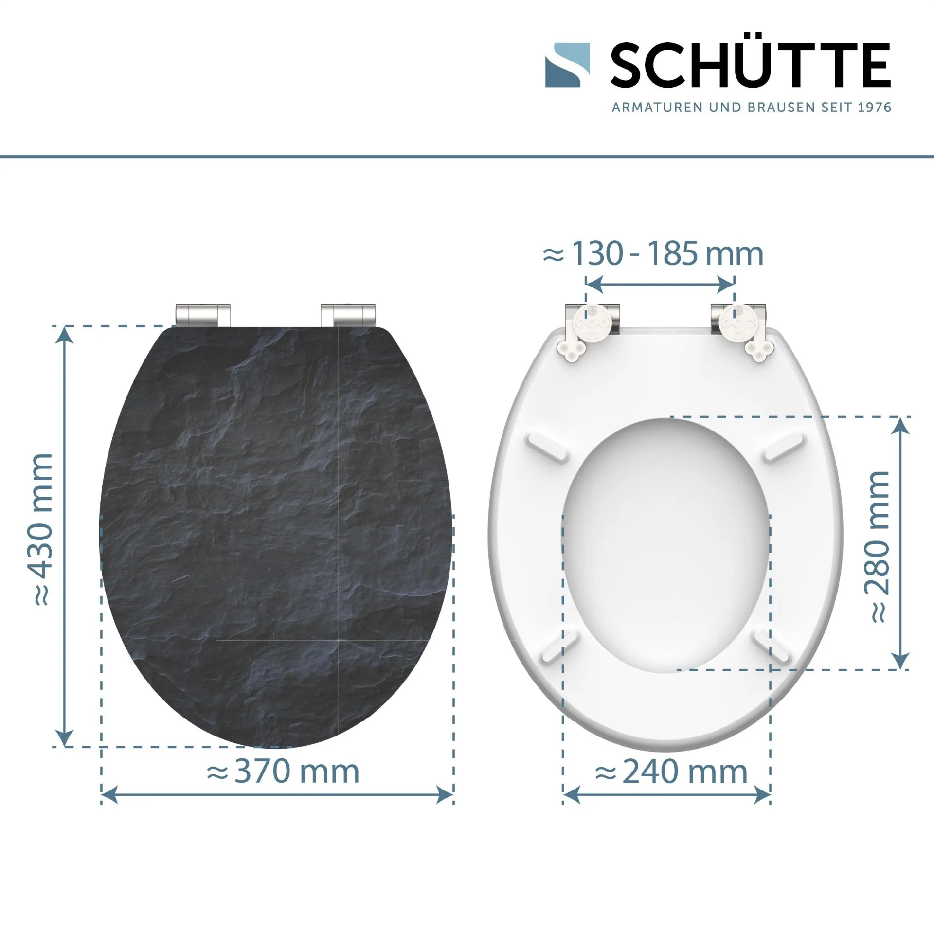 SCHÜTTE BLACK STONE WC-Sitz, MDF HG, mit Absenkautomatik