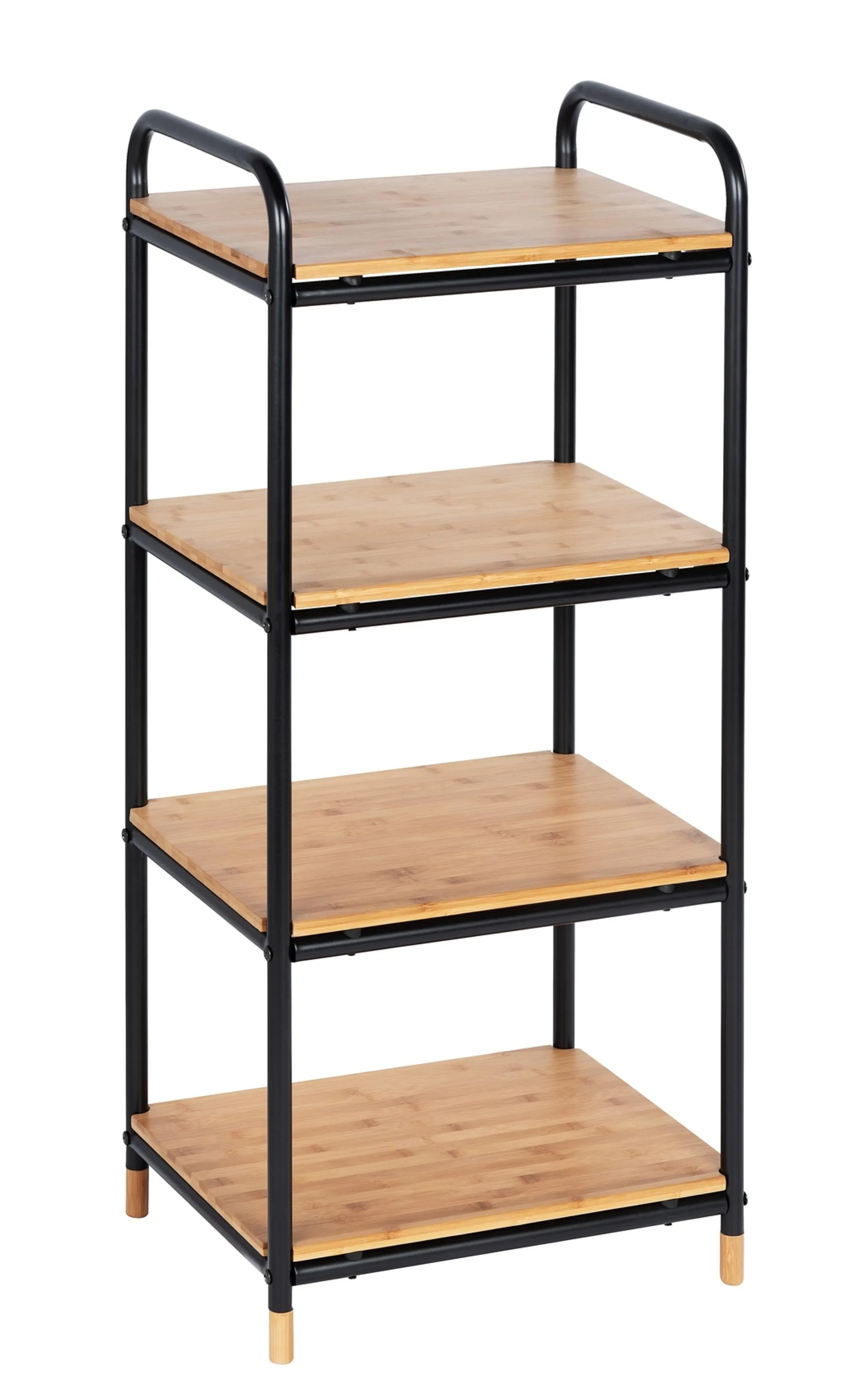 WENKO LOFT Badregal, Braun/Schwarz, mit 4 Etagen, Bambus