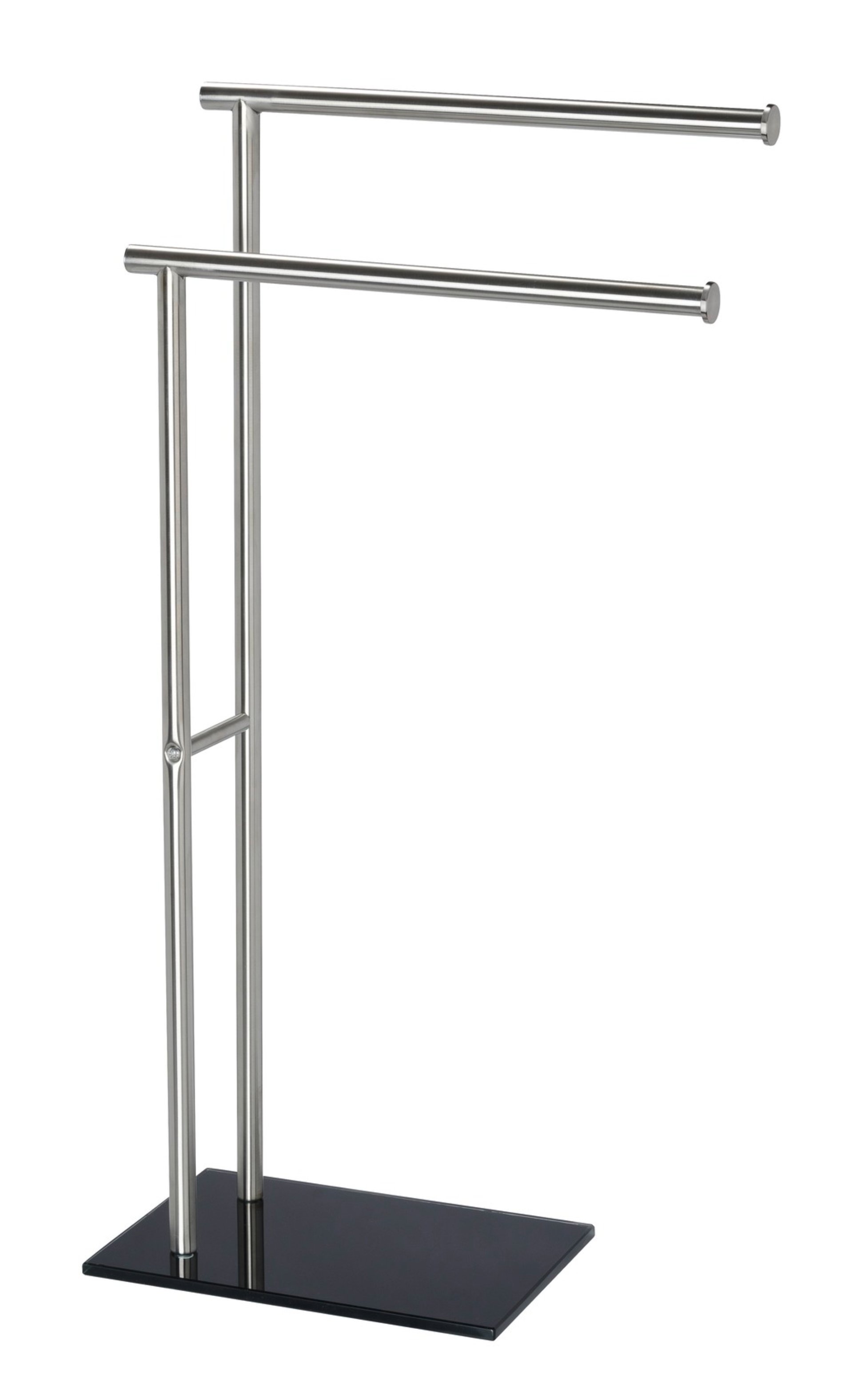 WENKO LIMA Handtuchhalter, Chrom/Schwarz, mit 2 Armen, Edelstahl rostfrei, stehend