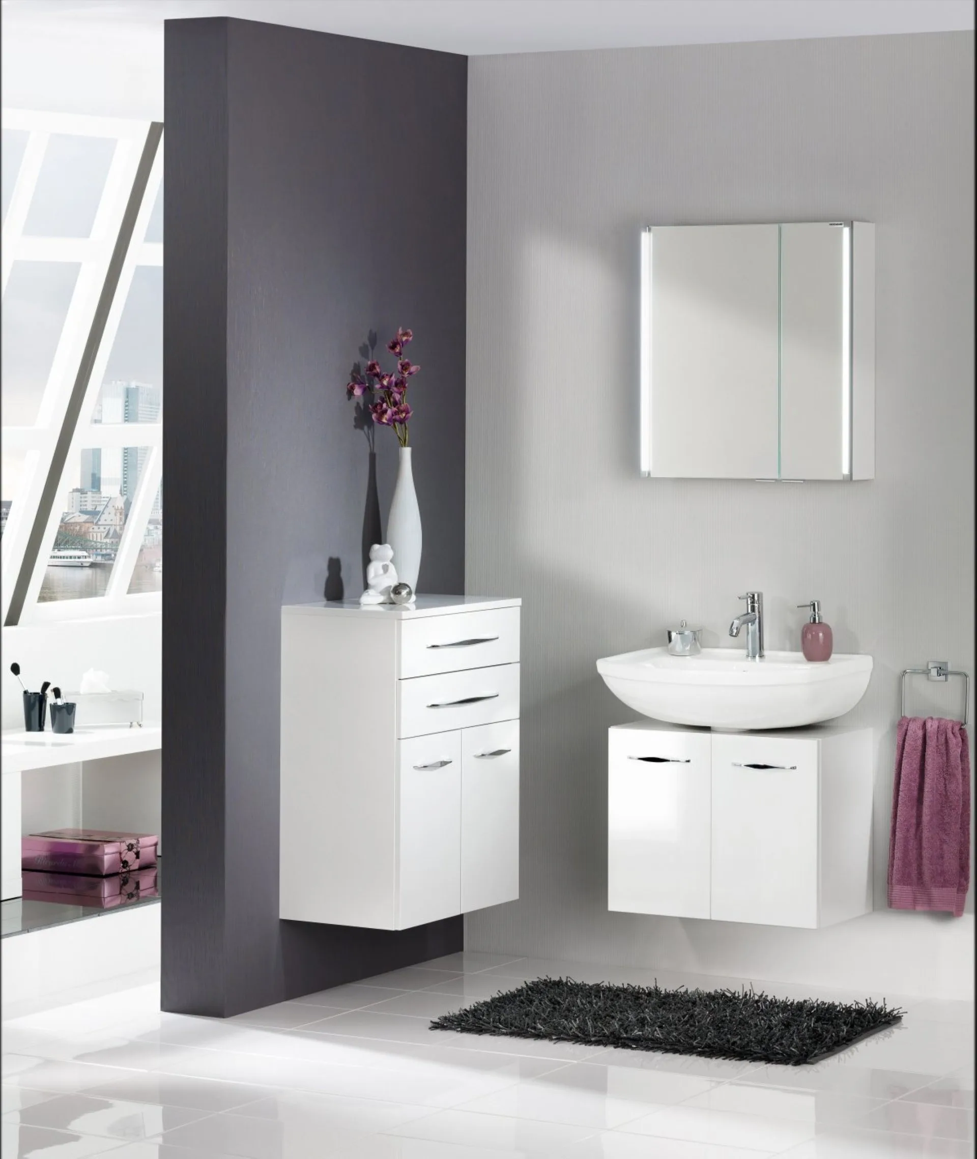 FACKELMANN LED Spiegelschrank 61 cm breit, Weiß