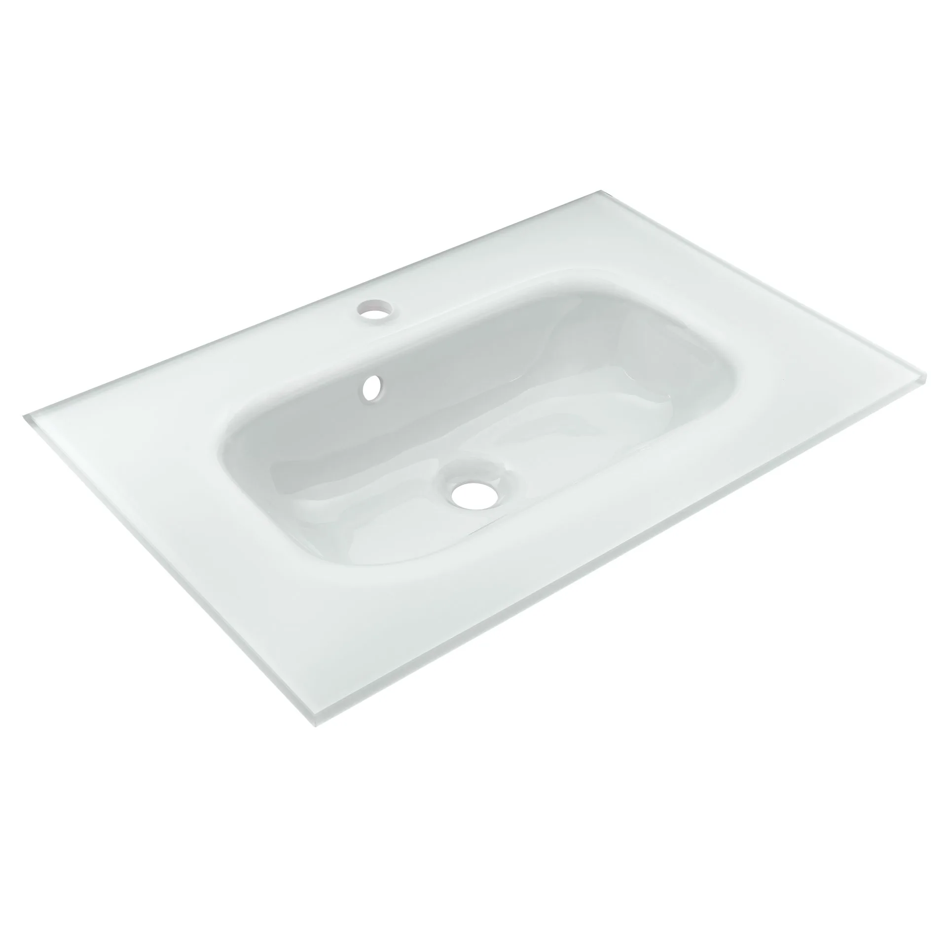 FACKELMANN B.PARIS Waschbecken mit Unterschrank 70 cm breit, Braun Dunkel/Schwarz, Waschbecken Glas Weiß