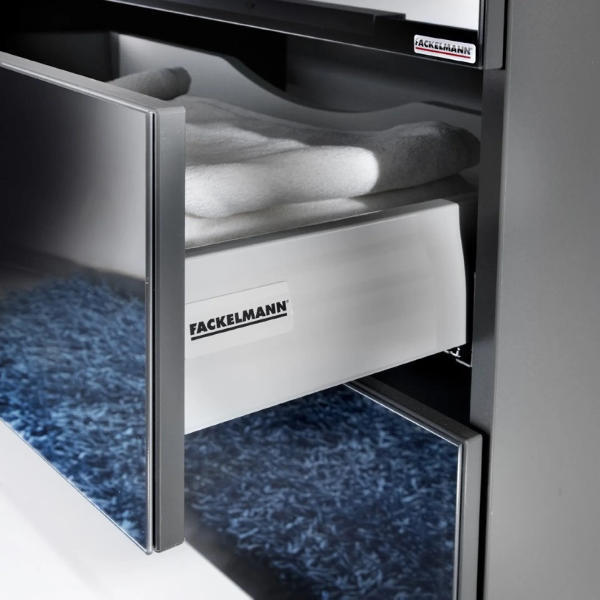 FACKELMANN KARA Doppel Hochschrank 61 cm breit, Anthrazit, mit 2 Schubladen