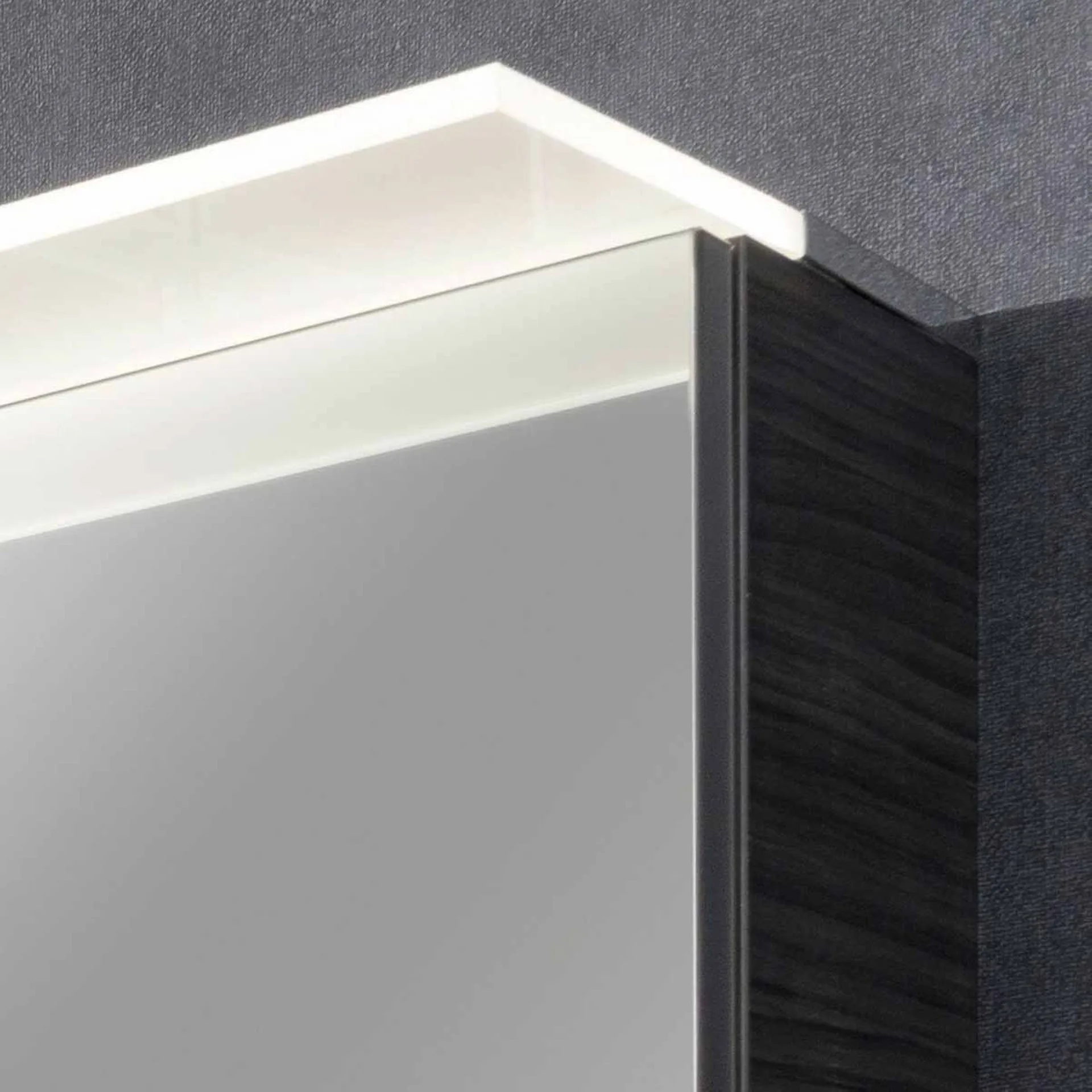 FACKELMANN B.PERFEKT Waschtisch Set mit Spiegelschrank 103 cm breit, Anthrazit, Waschbecken Keramik Weiß