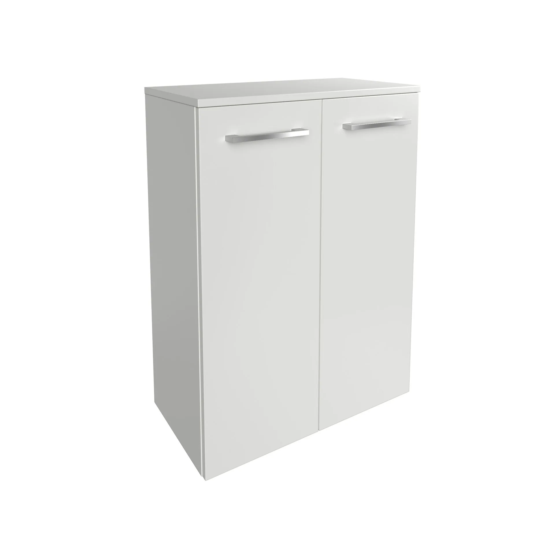 FACKELMANN B.STYLE Doppel Midischrank 60 cm, Weiß mit Wäschekorb