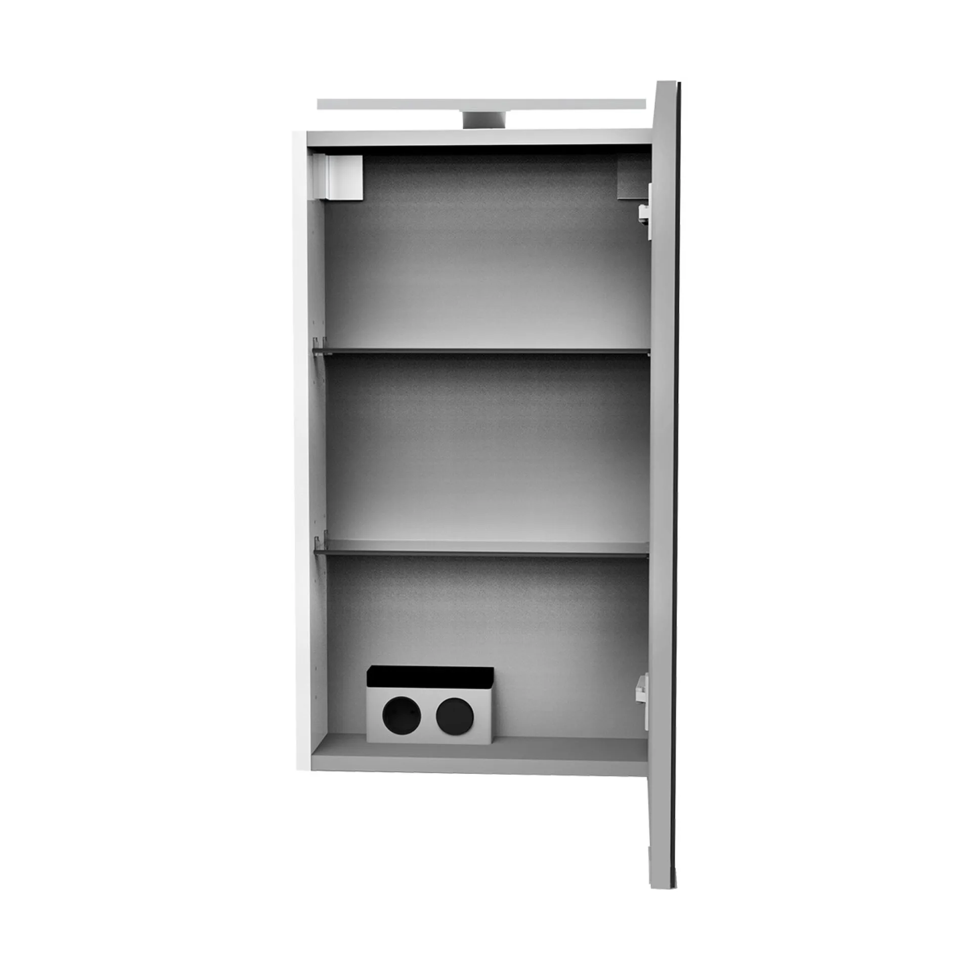 FACKELMANN SBC SCENO Gäste WC Spiegelschrank 40 cm breit, Weiß, Türanschlag rechts + Aufsatzleuchte