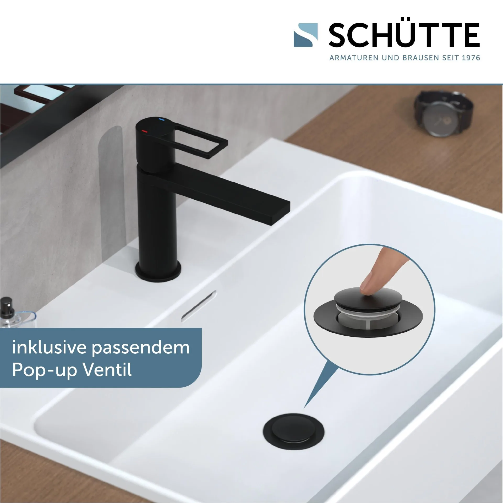 SCHÜTTE MANHATTAN Waschtischarmatur, Schwarz matt