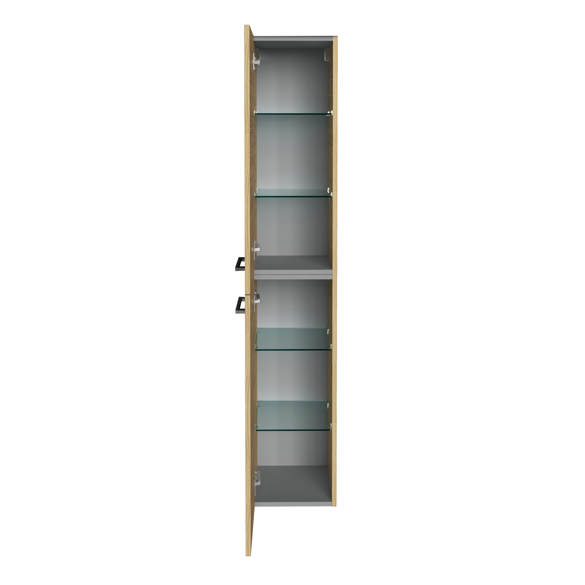 FACKELMANN B.ROUND Hochschrank 30 cm breit, Braun, Türanschlag links