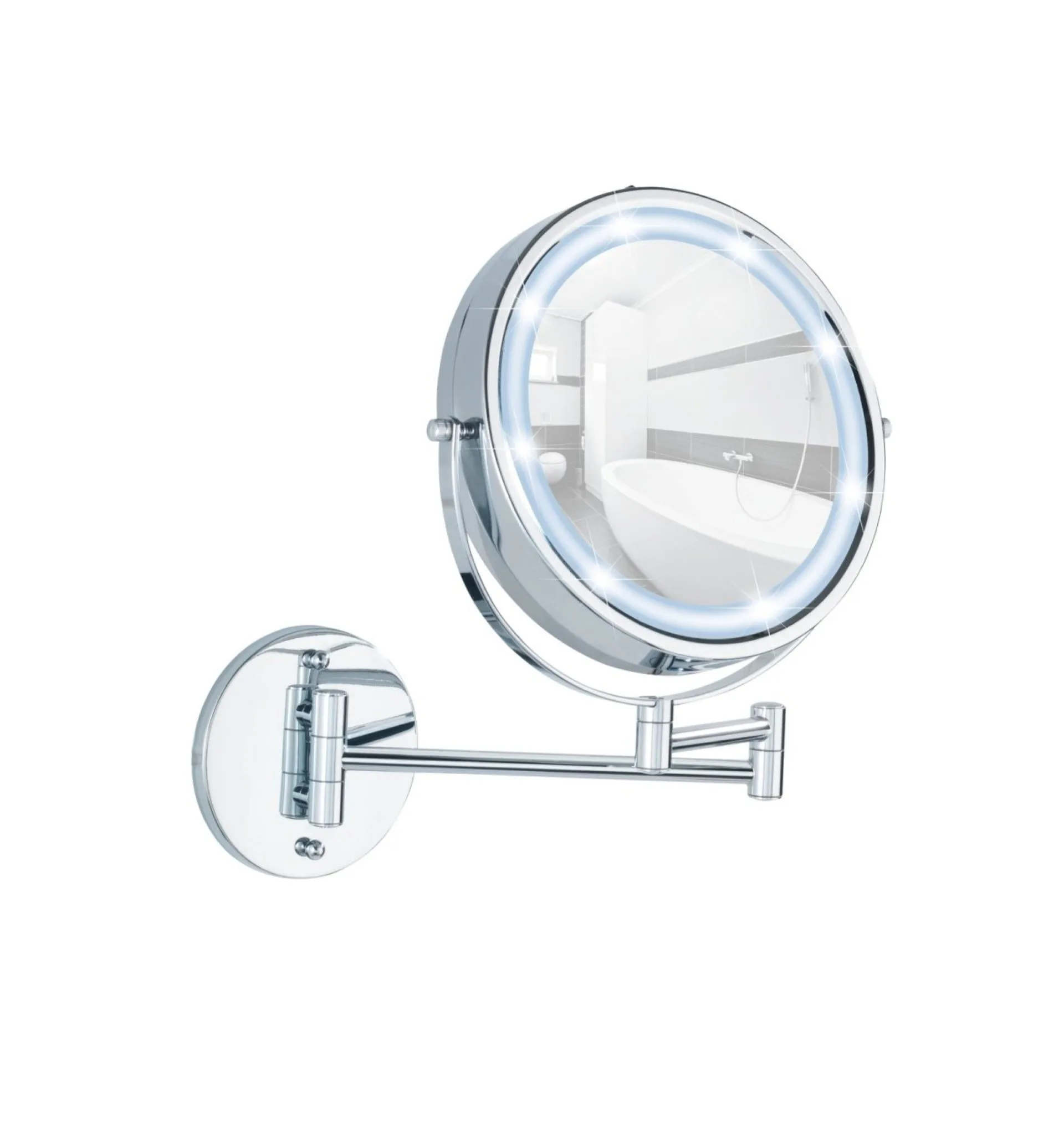 WENKO LUMI LED Kosmetikspiegel, 5-fach Vergrößerung, Befestigen ohne bohren, Power-Loc®