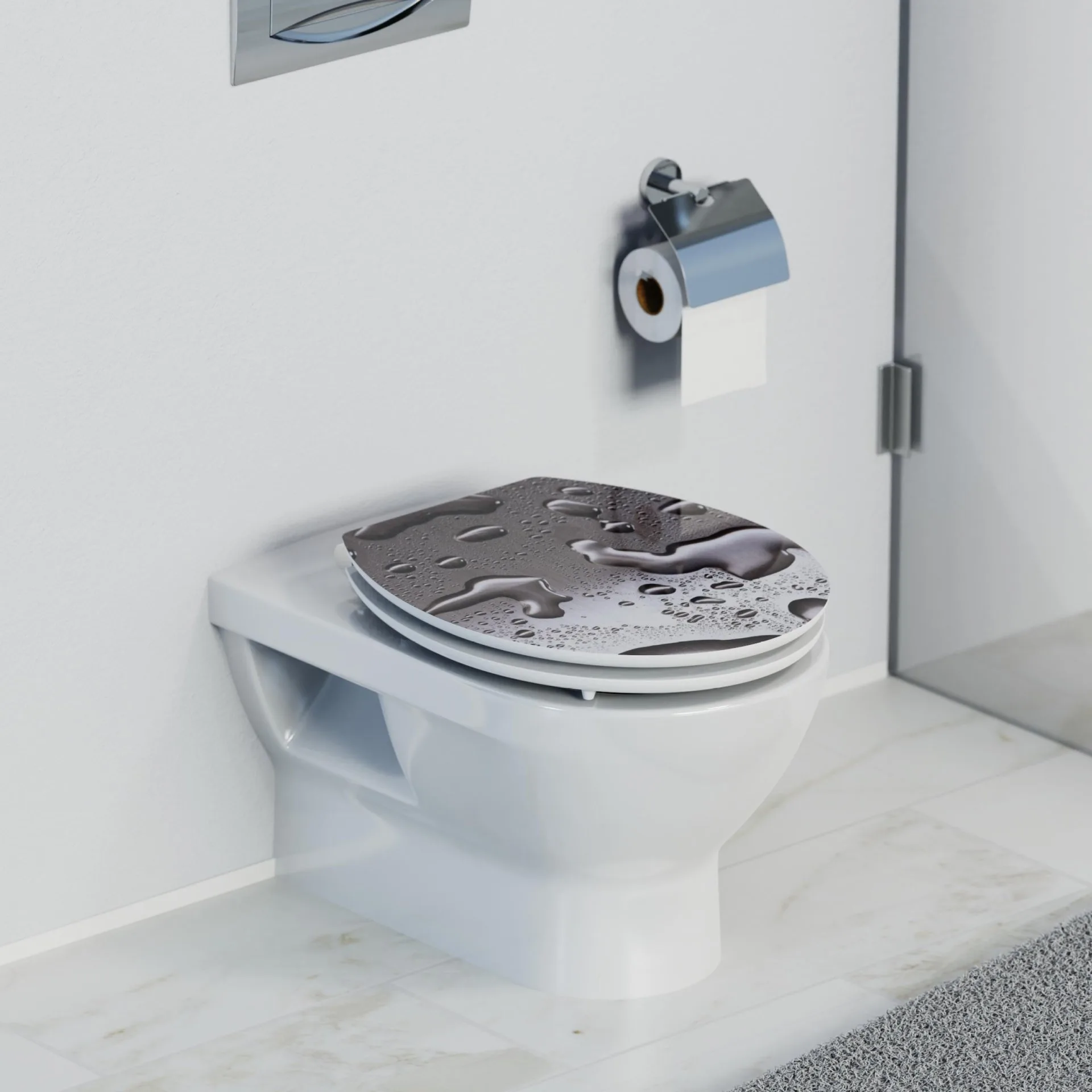 SCHÜTTE GREY STEEL WC-Sitz, MDF HG, Grau mit Absenkautomatik