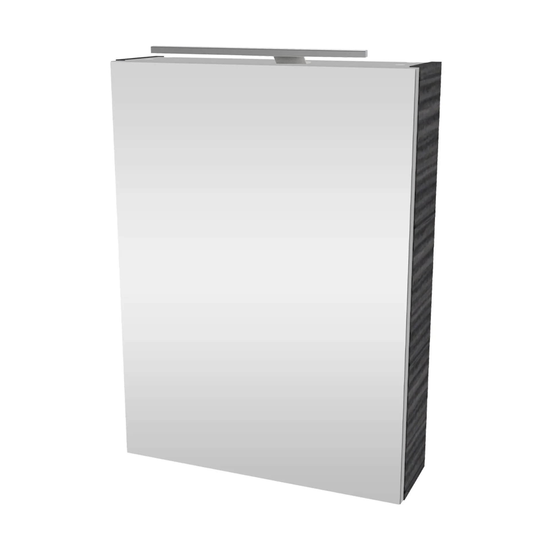 FACKELMANN SBC B.PERFEKT Gäste WC Spiegelschrank 50 cm breit, Anthrazit Holzoptik, Türanschlag links + Aufsatzleuchte