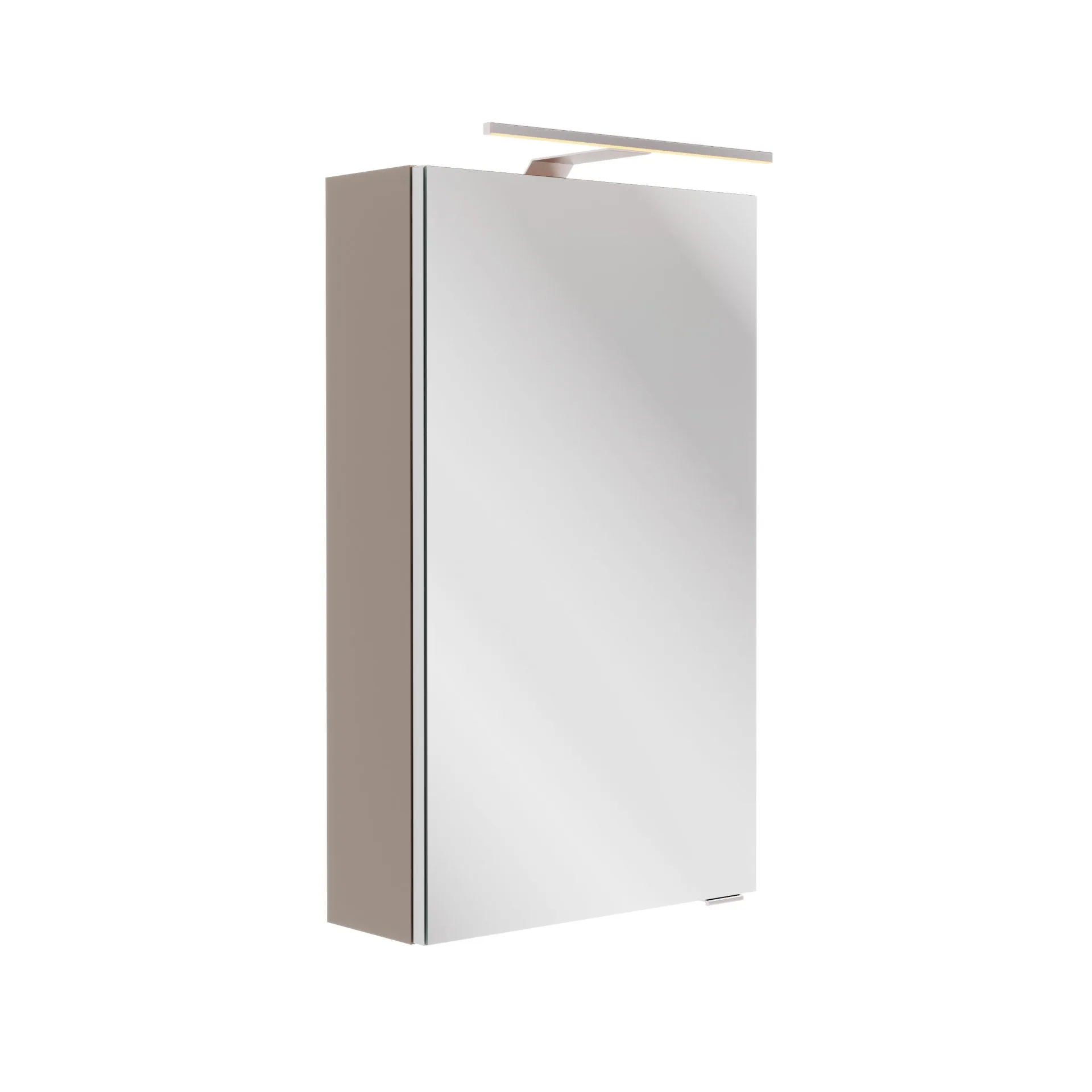 FACKELMANN SBC B.PARIS Gäste WC Spiegelschrank 40 cm breit, Grau, Türanschlag links + Aufsatzleuchte
