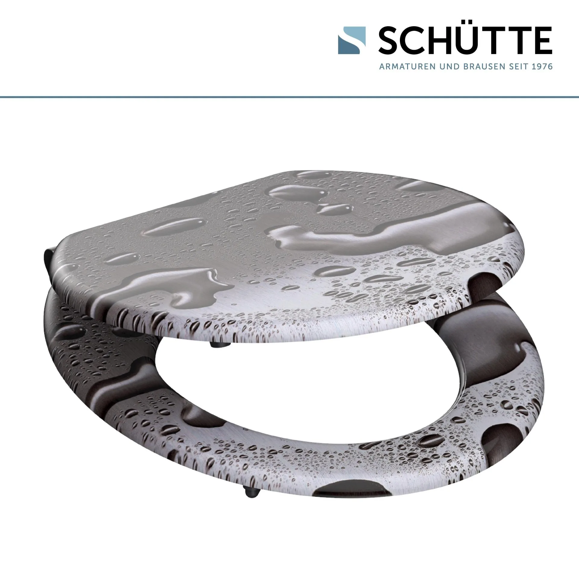 SCHÜTTE GREY STEEL WC-Sitz, Grau, MDF mit Absenkautomatik