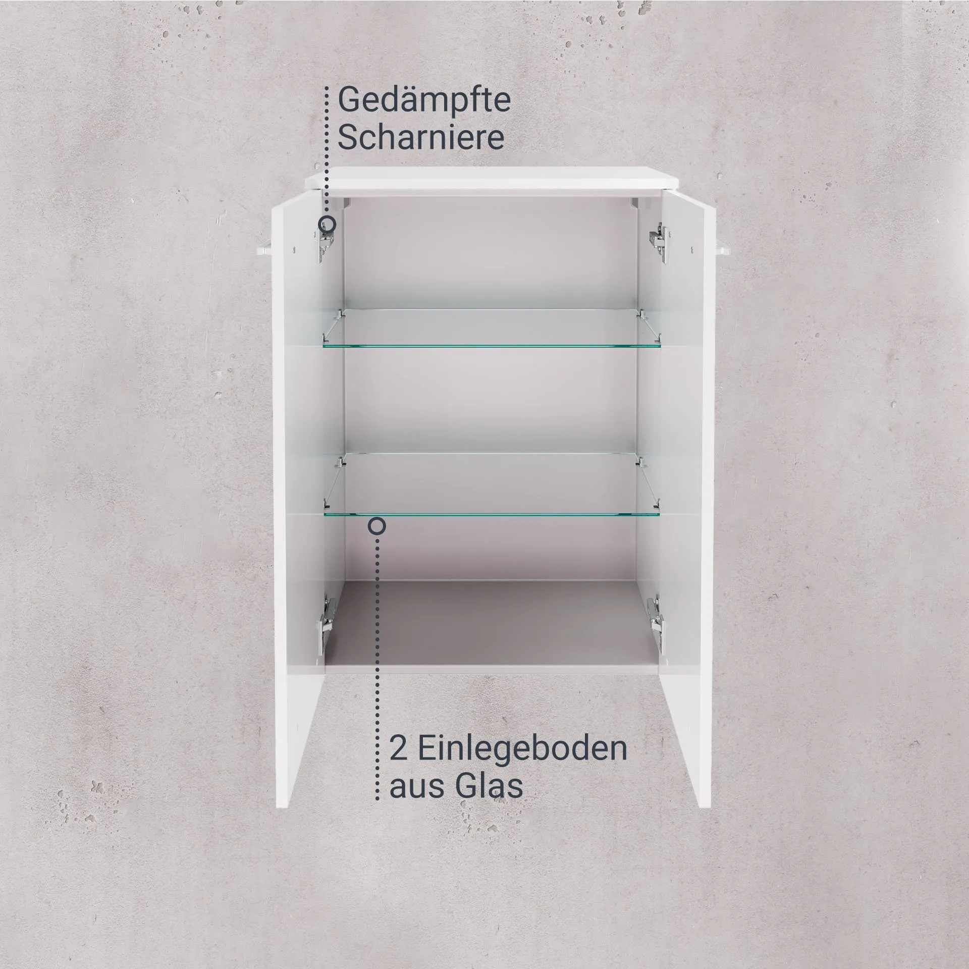 Fackelmann VERONA Doppel Midischrank 60 cm, Weiß Hochglanz