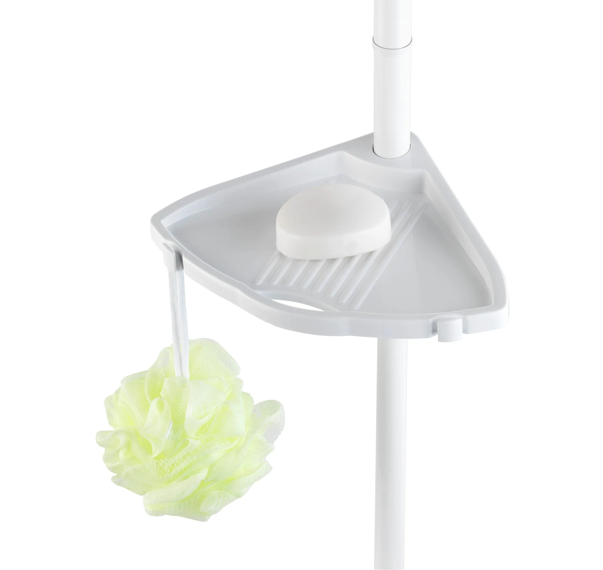 WENKO COMPACT Dusch Eckablage, Weiß, 4 Etagen, ausziehbar