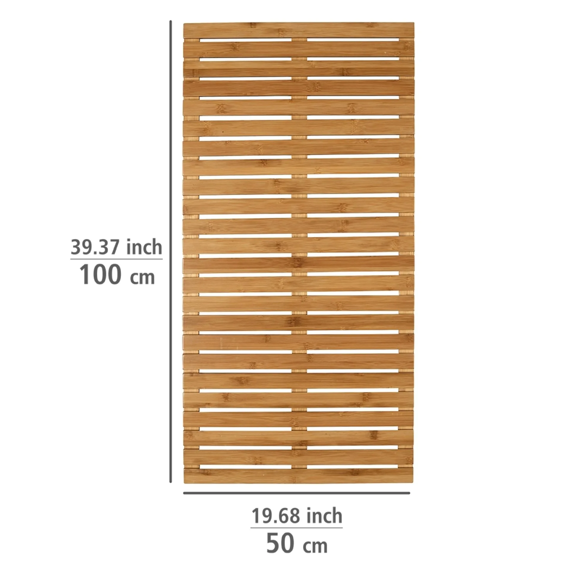 WENKO INDOOR&OUTDOOR Badematte 100 x 50 cm, Braun, aus Bambus