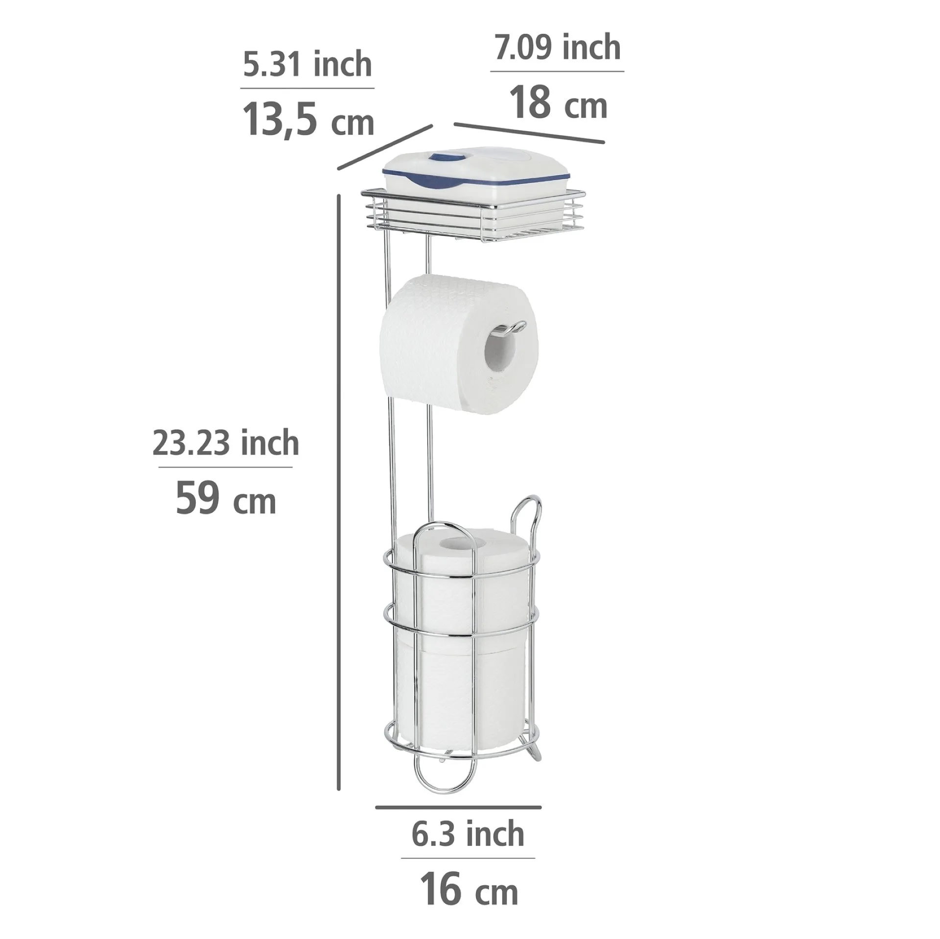 WENKO Toilettenpapierhalter, Chrom, mit Bevorrater und Ablage