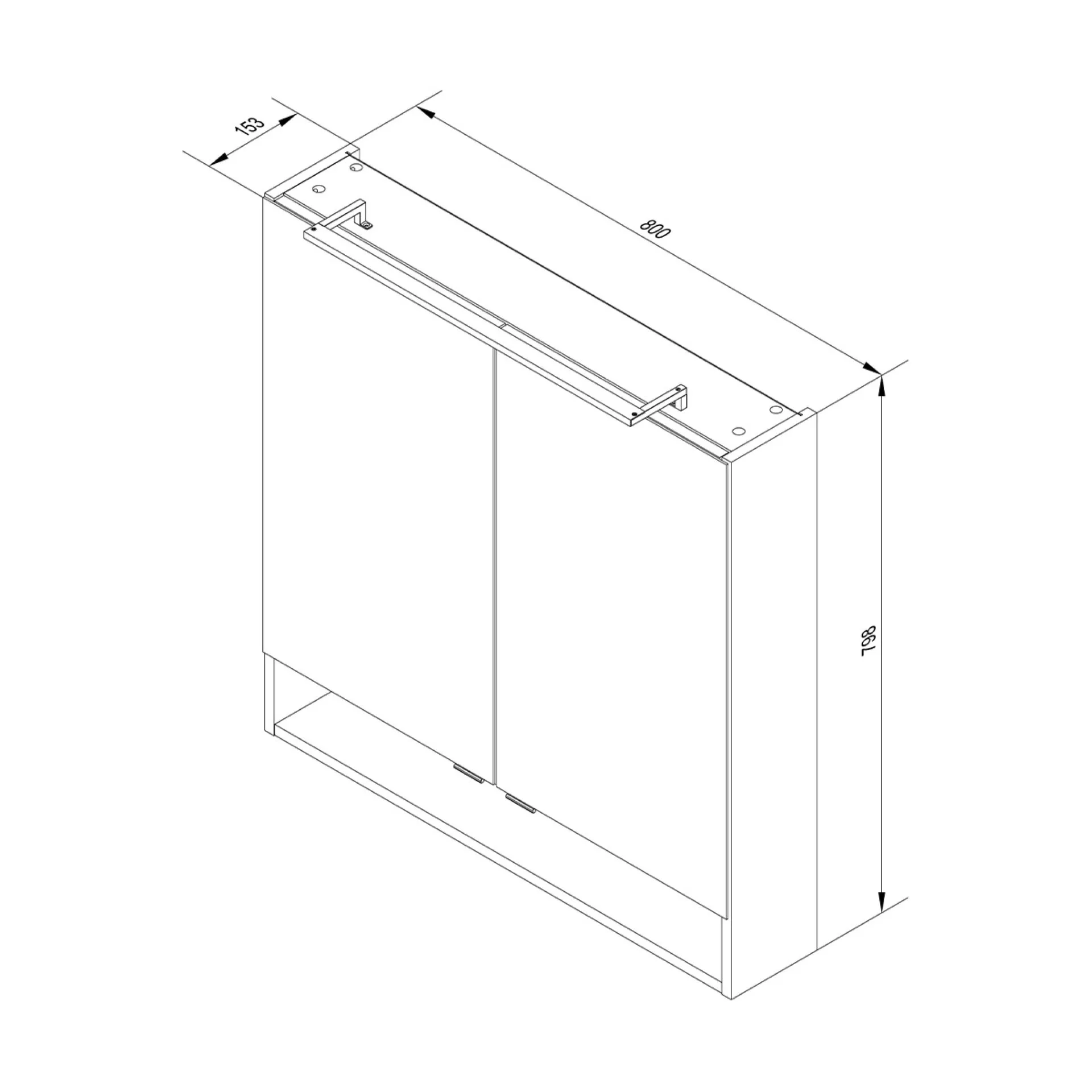 FACKELMANN LUNA LED Spiegelschrank 80 cm breit, Anthrazit