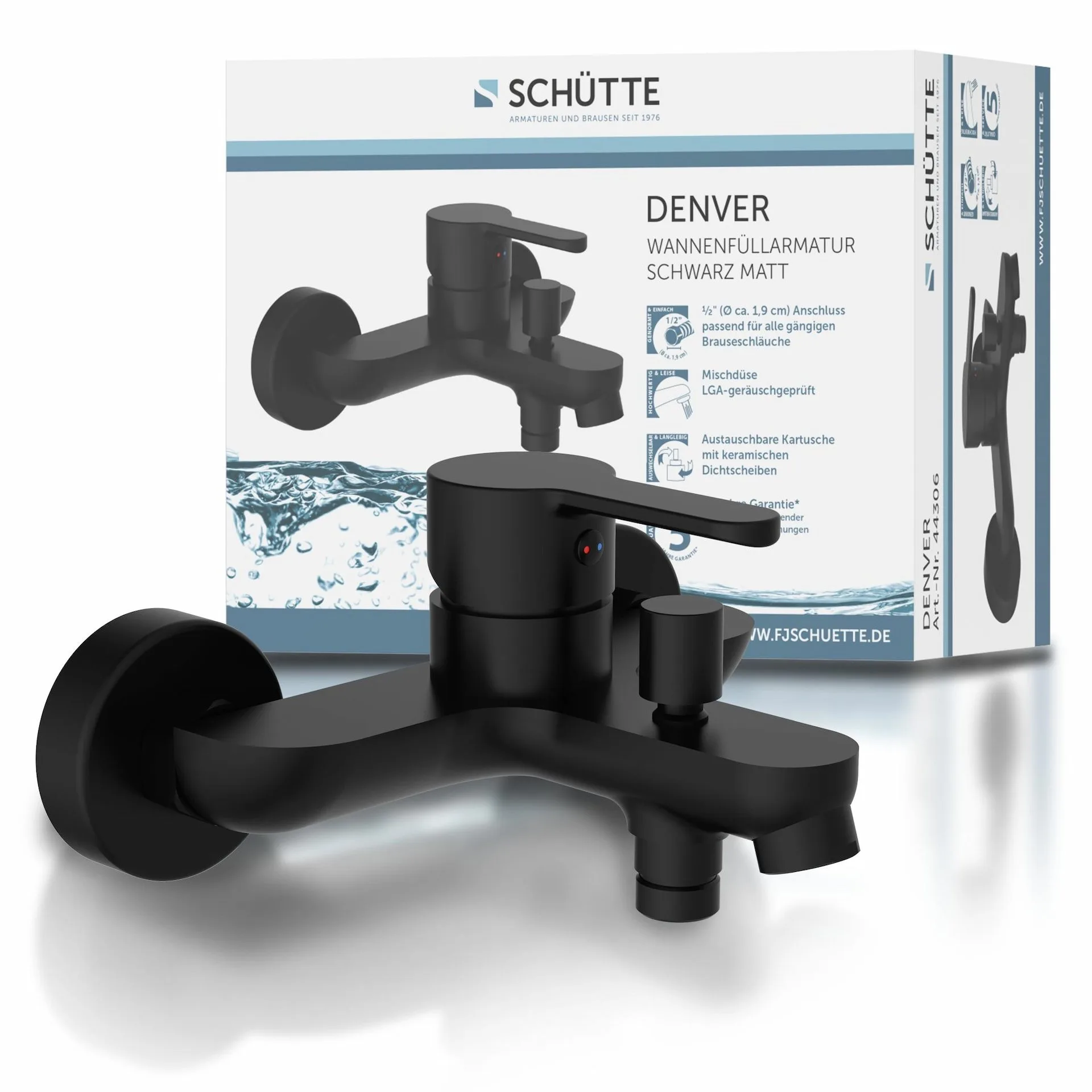 Schütte DENVER Wannenfüllarmatur, Schwarz matt