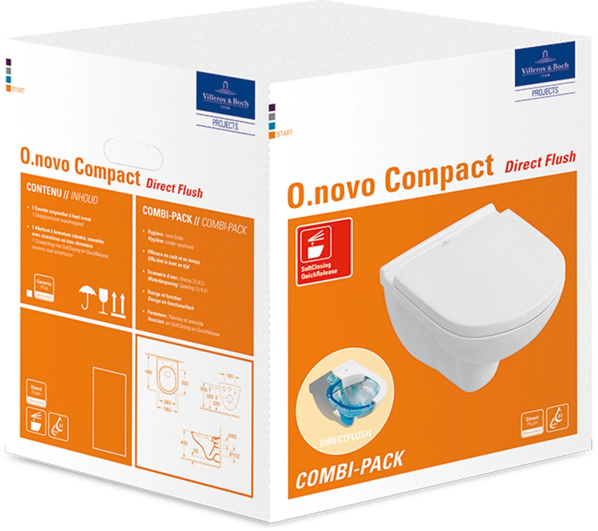 VILLEROY & BOCH O.NOVO Tiefspül-WC mit WC-Sitz, Weiß