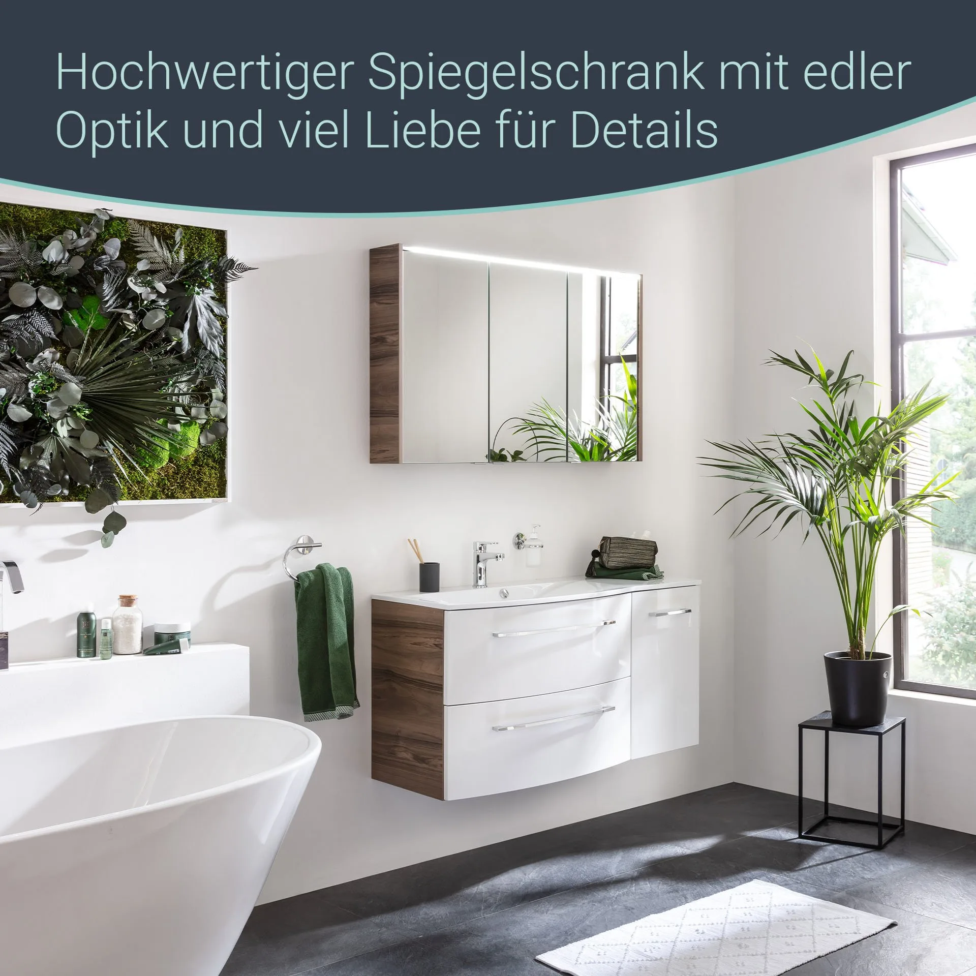 FACKELMANN VERONA LED Spiegelschrank 110 cm breit, Braun Dunkel