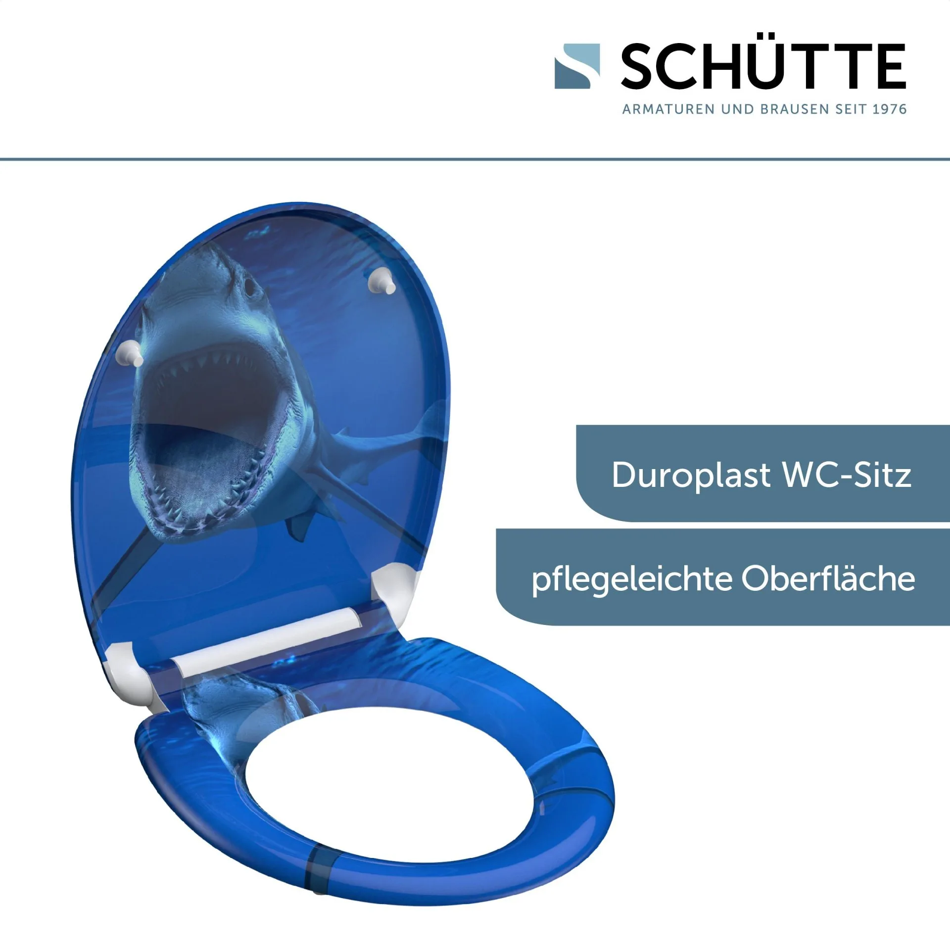 SCHÜTTE SHARK WC-Sitz, Kunststoff, mit Absenkautomatik und Schnellverschluss