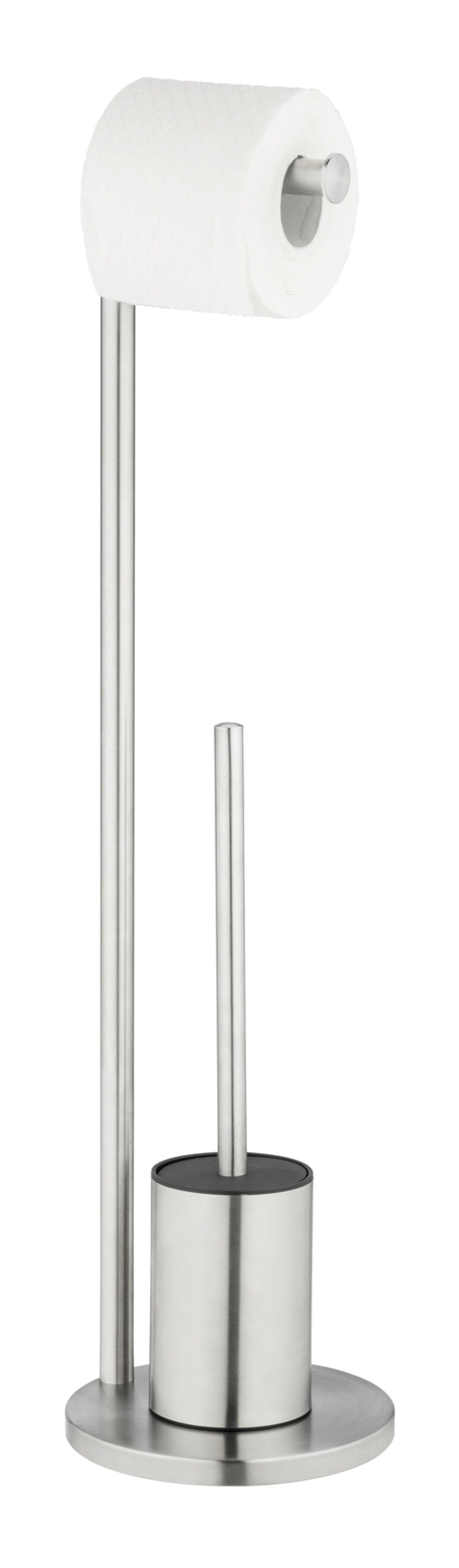 WENKO FERLA WC-Garnitur, Silber matt, mit Toilettenpapierhalter, stehend