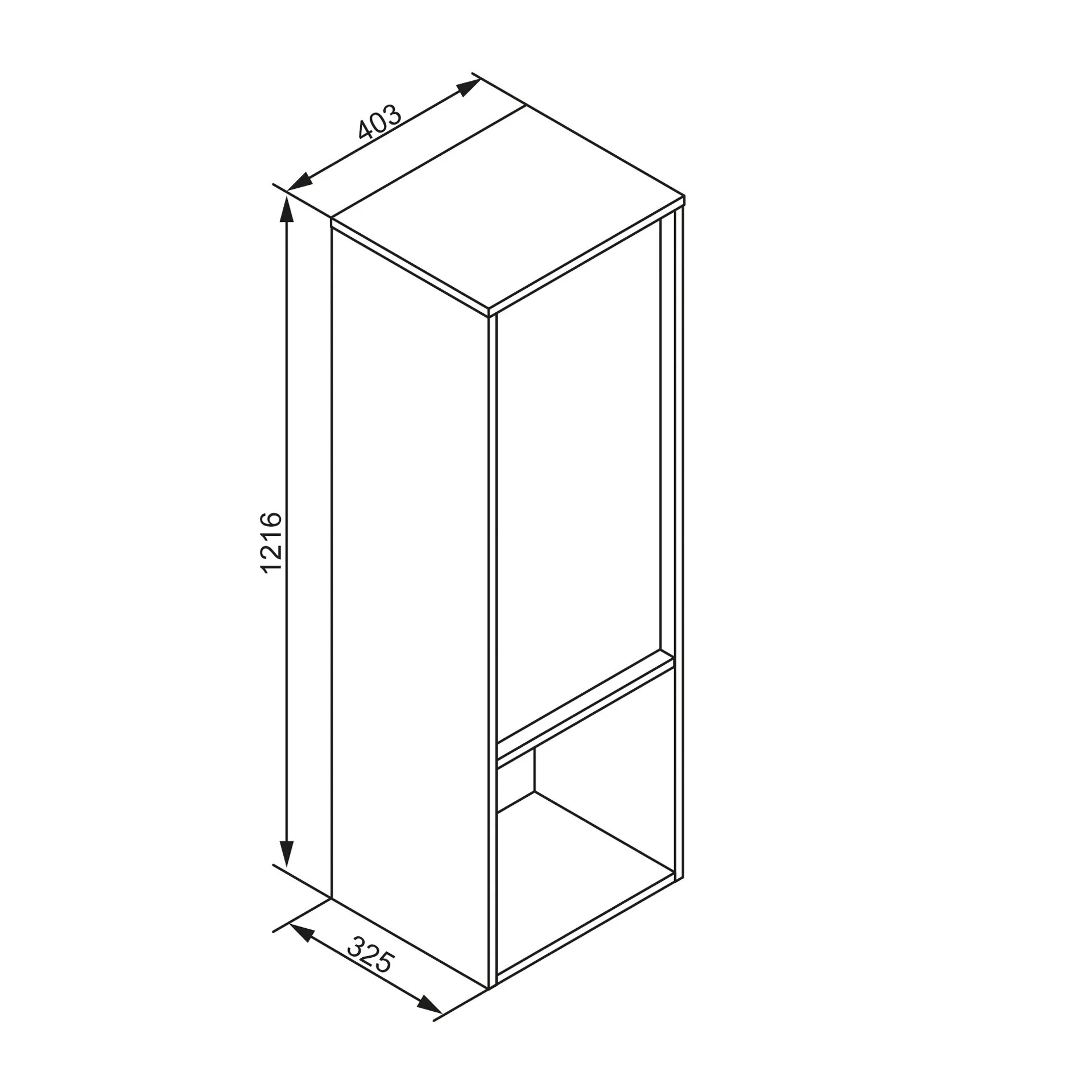 LANZET DUNE Midischrank 40,3 cm breit, Braun hell/Marmor Grau, inkl. LED Beleuchtung
