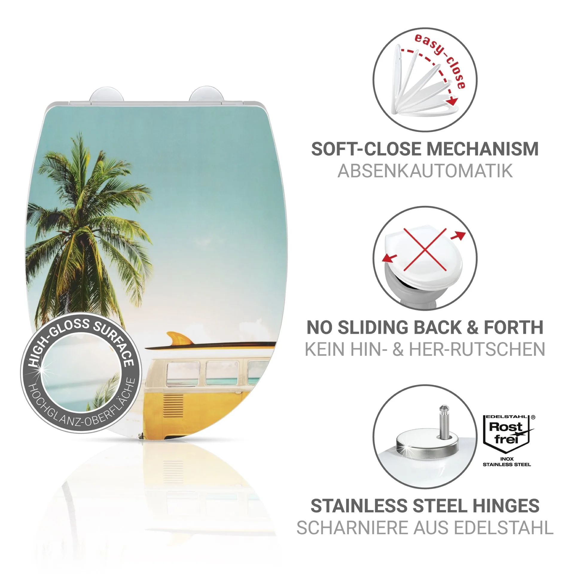 WENKO CORBARA WC-Sitz, Blau, 350 kg Tragkraft, mit Absenkautomatik