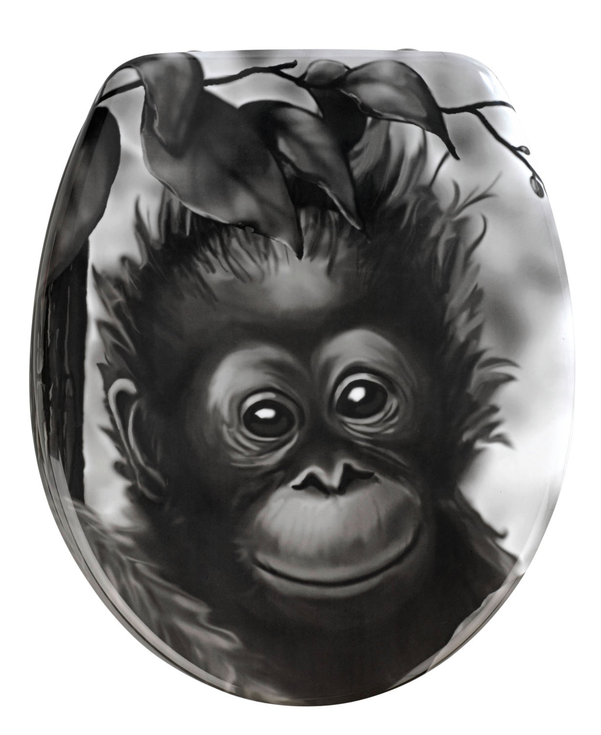 WENKO AFFE WC-Sitz, Grau/Schwarz, Duroplast