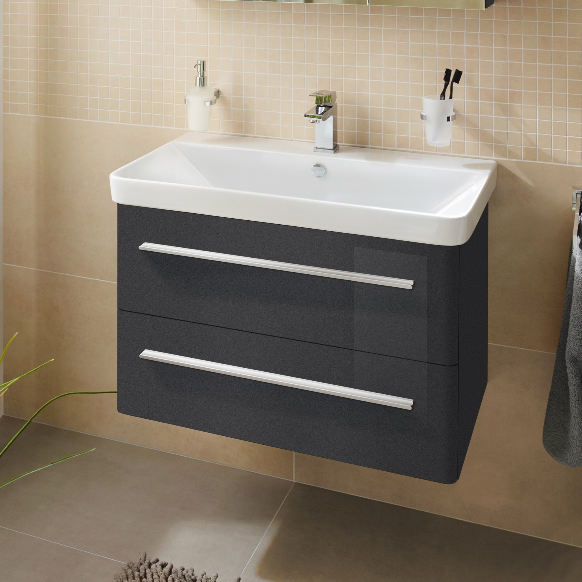 Lanzet K8 Waschtischunterschrank 76 cm Anthrazit