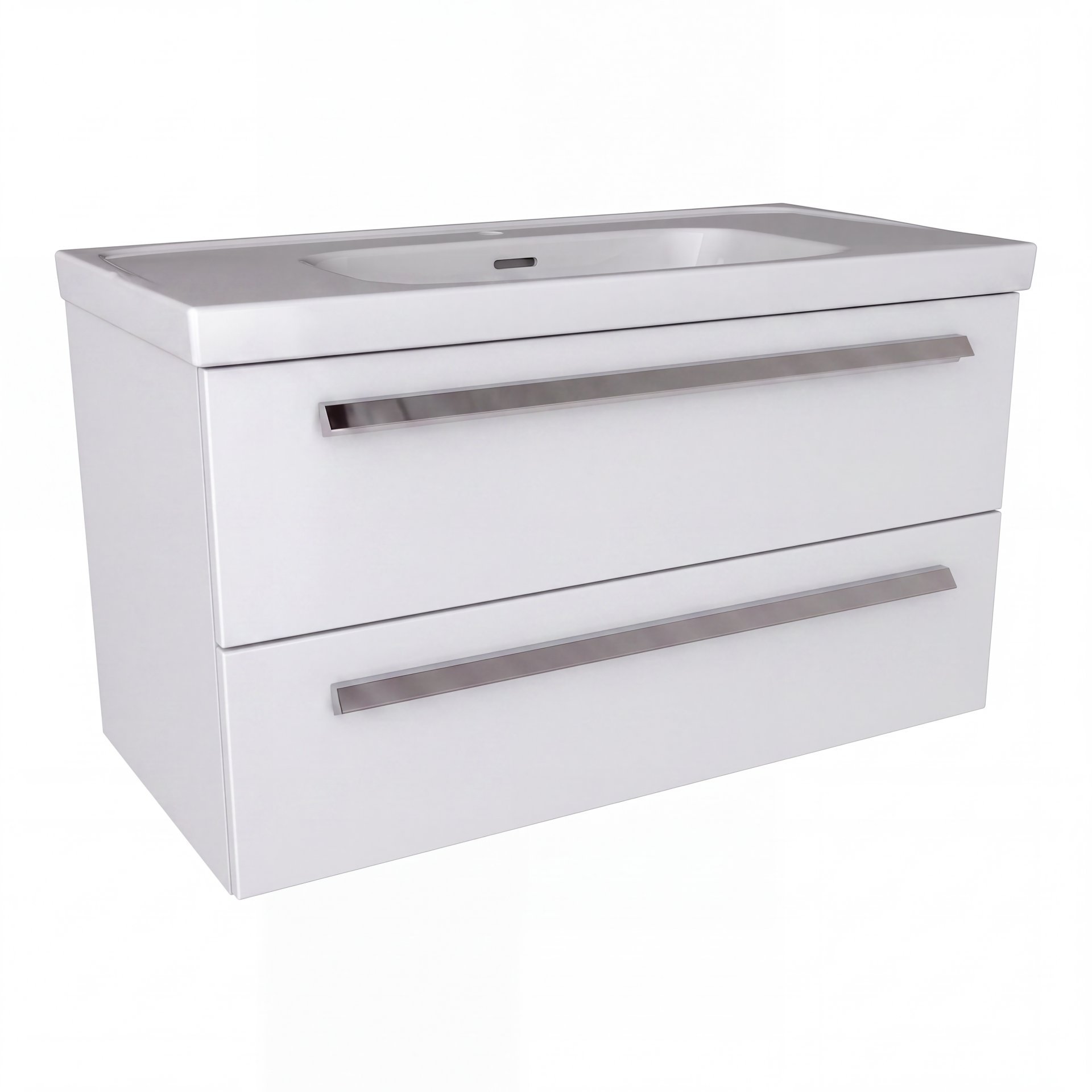 BADEDU TESSANO Waschbecken mit Unterschrank 90 cm breit, Weiß, Waschbecken Keramik Weiß