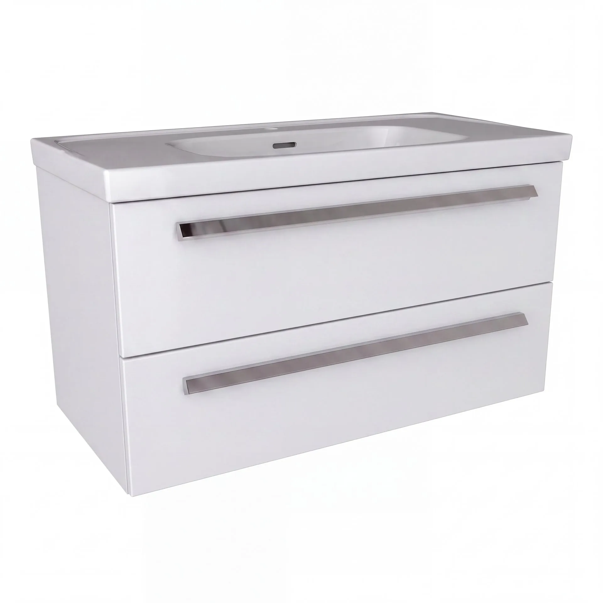 BADEDU TESSANO Waschbecken mit Unterschrank 90 cm breit, Weiß, Waschbecken Keramik Weiß