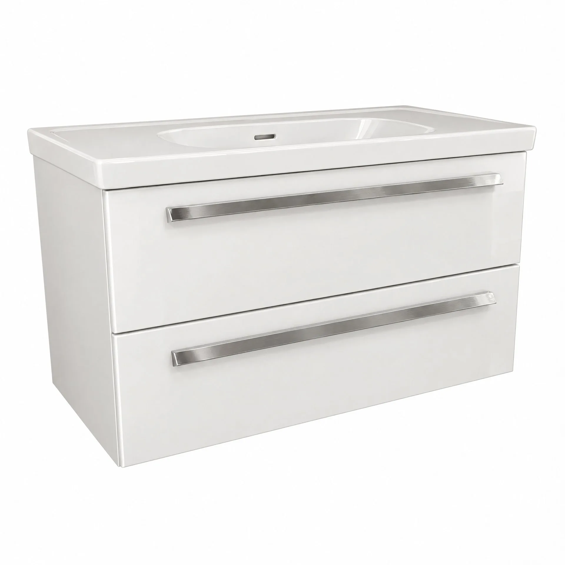 BADEDU TESSANO Waschbecken mit Unterschrank 90 cm breit, Weiß, Waschbecken Keramik Weiß