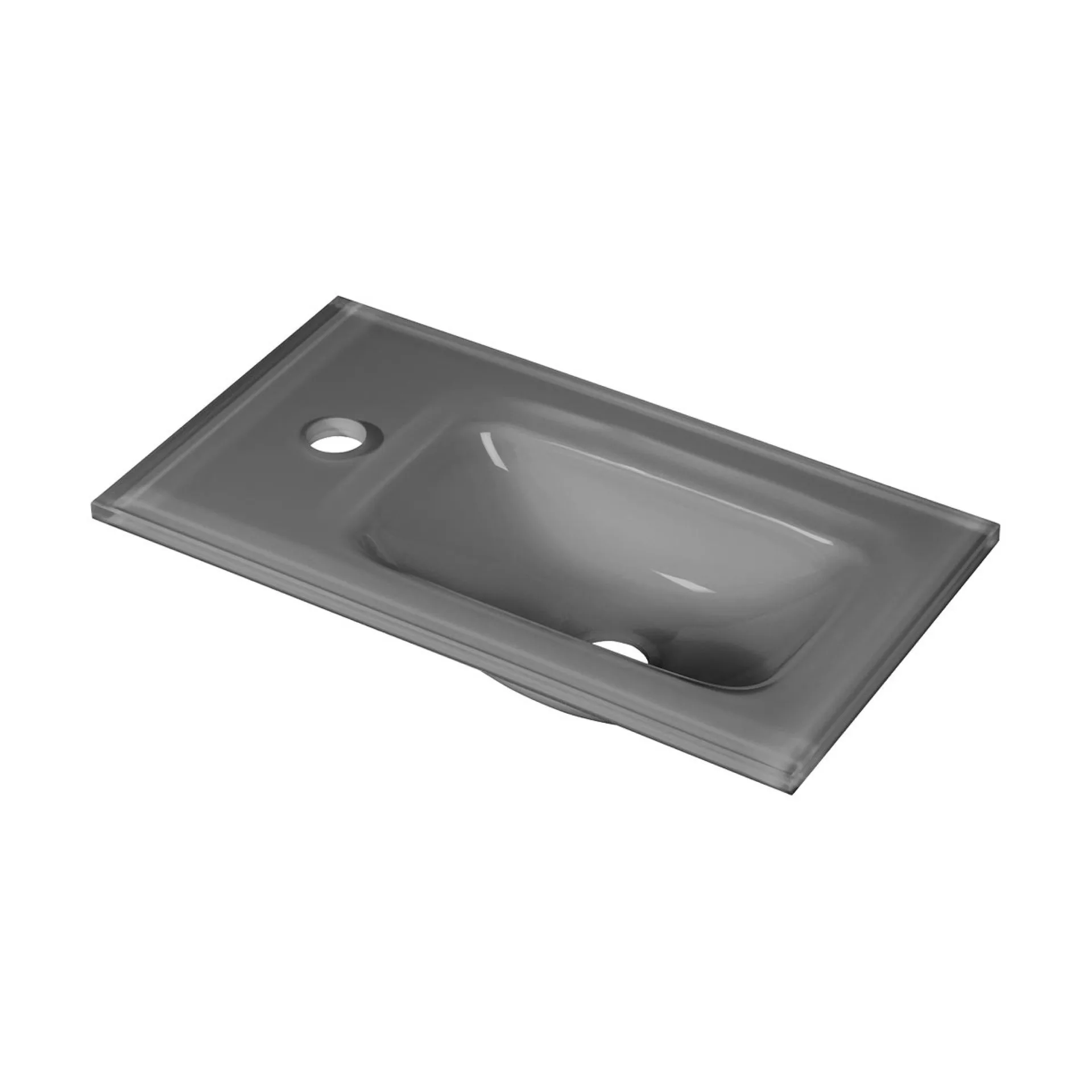 FACKELMANN SBC SCENO Gäste WC Waschtisch Set 45 cm breit, Weiß, Waschbecken Glas Anthrazit, Türanschlag links