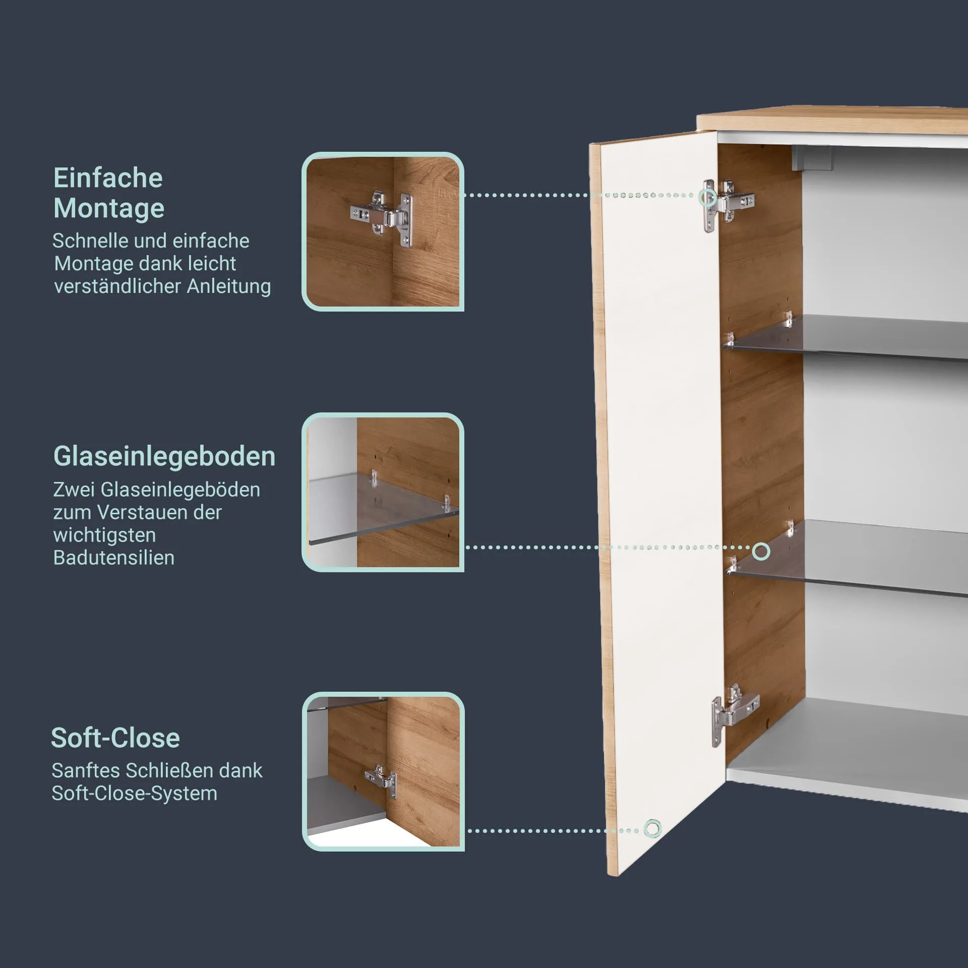 FACKELMANN MILANO Doppel Midischrank 60 cm breit, Braun hell
