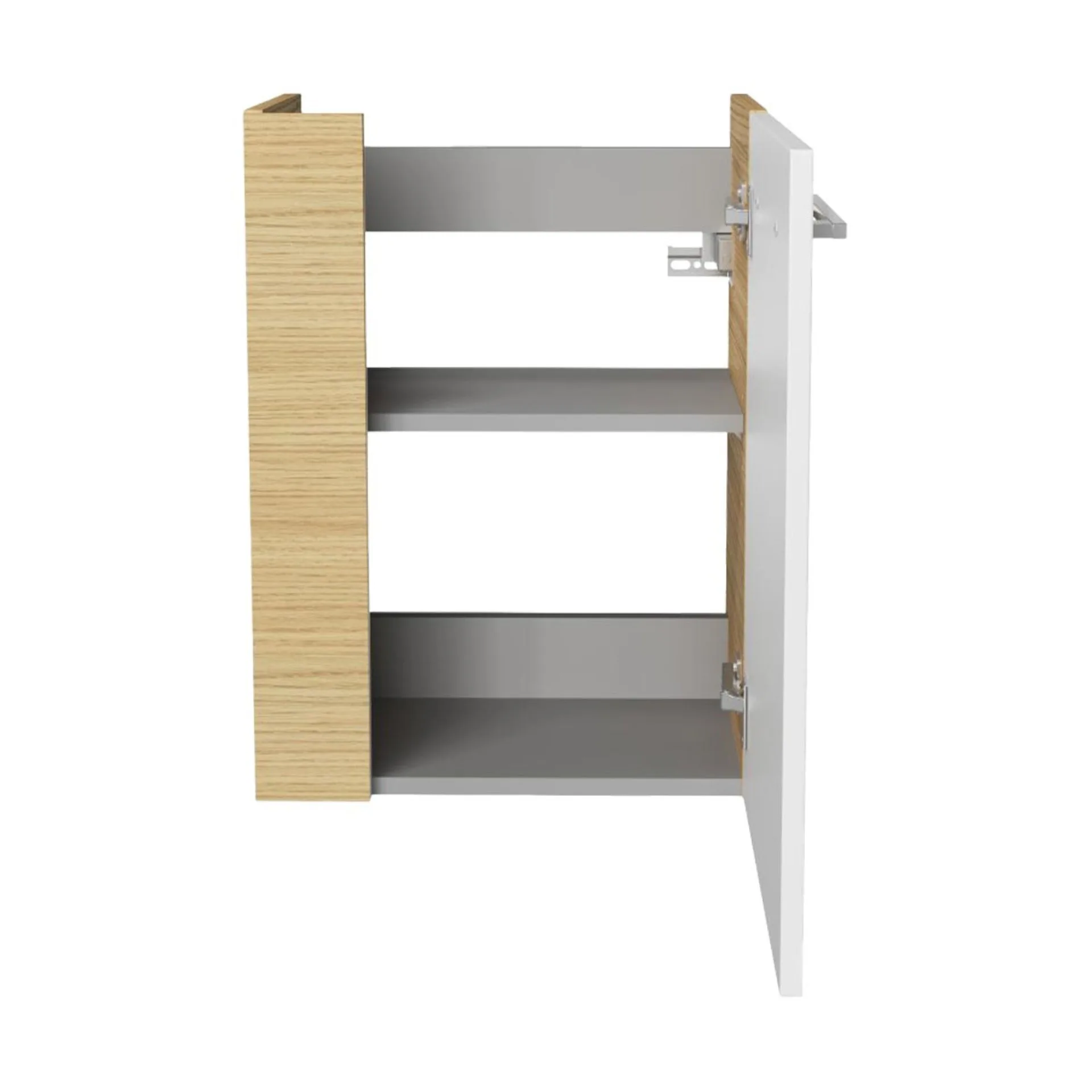 FACKELMANN SBC B.STYLE Waschbeckenunterschrank Gäste WC 45 cm breit, Weiß/Braun, Türanschlag rechts
