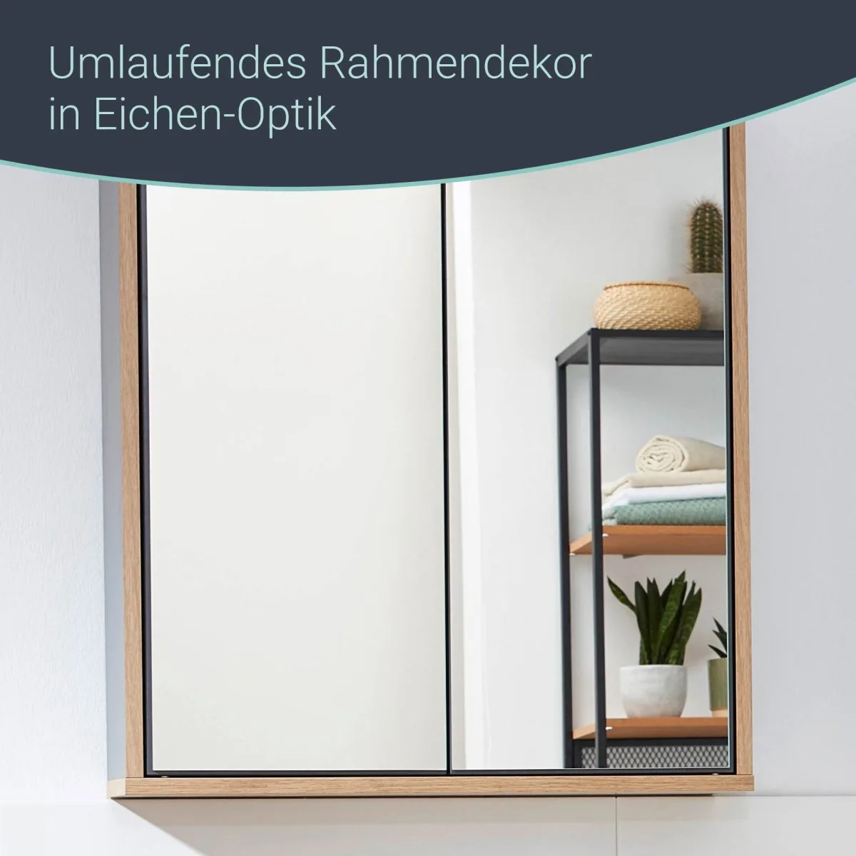 FACKELMANN FINN Spiegelschrank 60 cm breit, Anthrazit/Braun hell