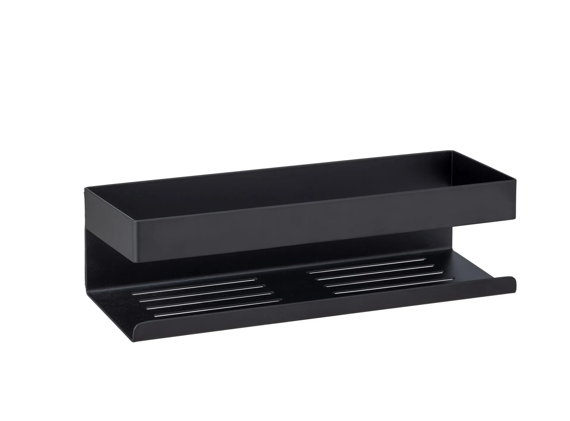 WENKO GENOVA Duschablage 30 cm breit, Schwarz matt, Befestigen ohne Bohren