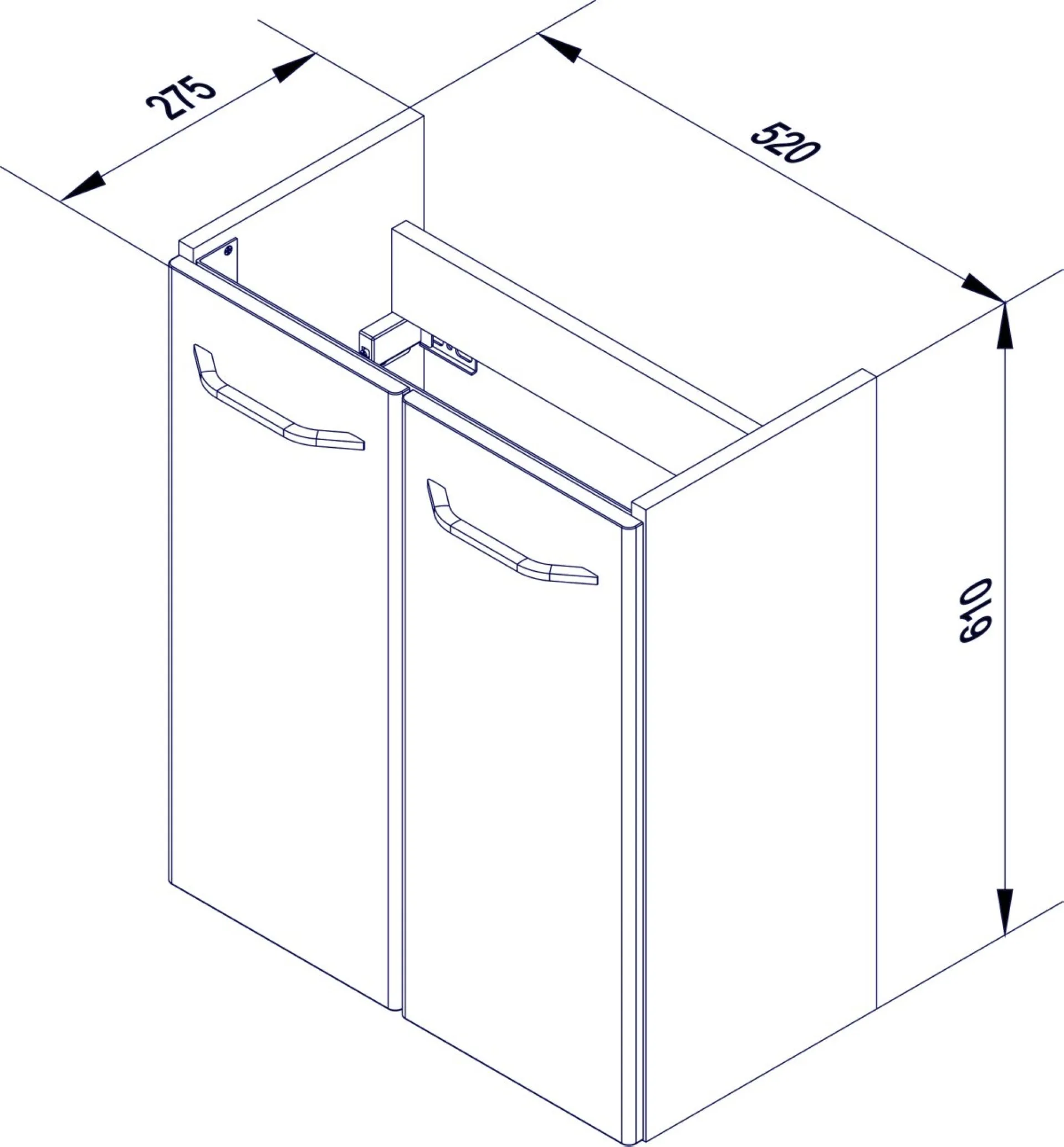 FACKELMANN MILANO Gäste WC Waschtisch Set 55 cm breit, Weiß/Braun hell, Waschbecken Keramik Weiß + Waschbeckenbeleuchtung