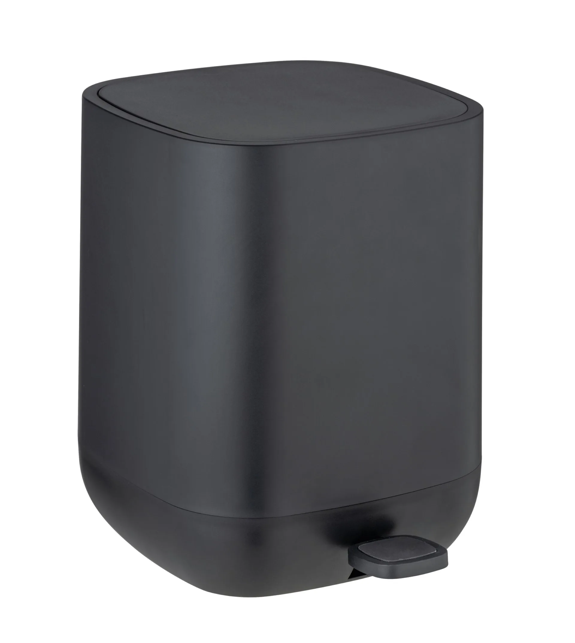 WENKO DAVOS Accessoire Set, Schwarz, Zahnputzbecher, Seifenspender, WC-Garnitur, Kosmetikeimer