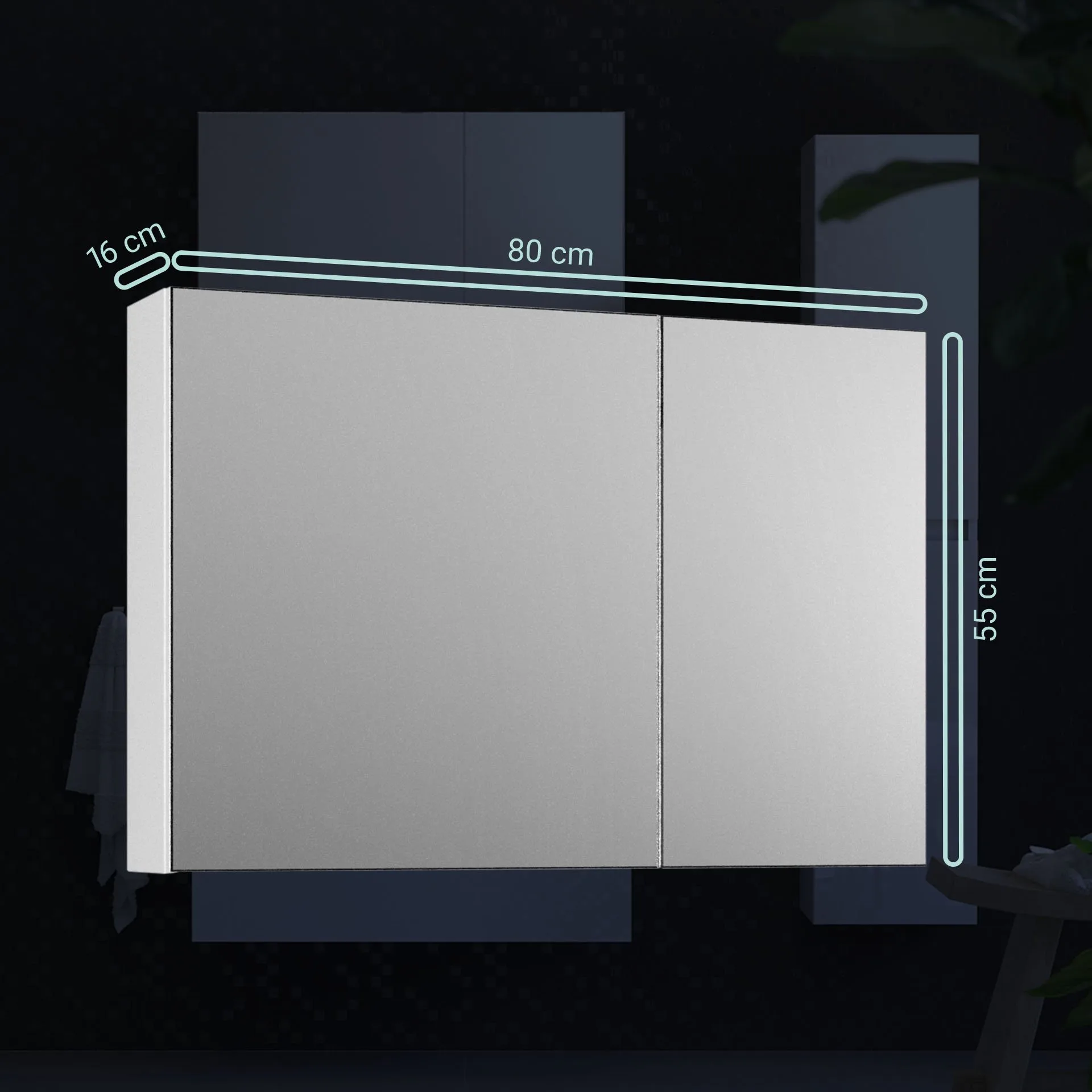 BADEDU GERS Spiegelschrank 80 cm breit, Weiß
