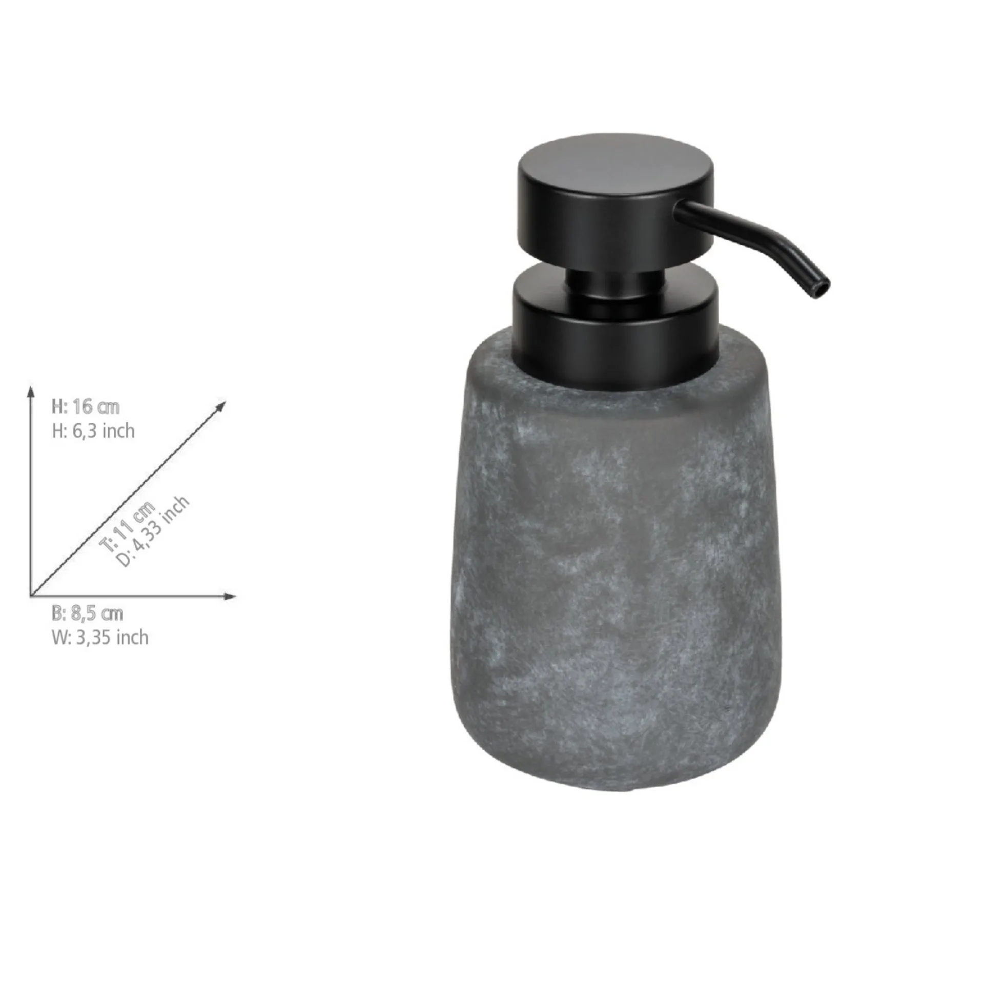WENKO SACILE Accessoire Set, Grau, Zahnputzbecher, Seifenspender, Keramik
