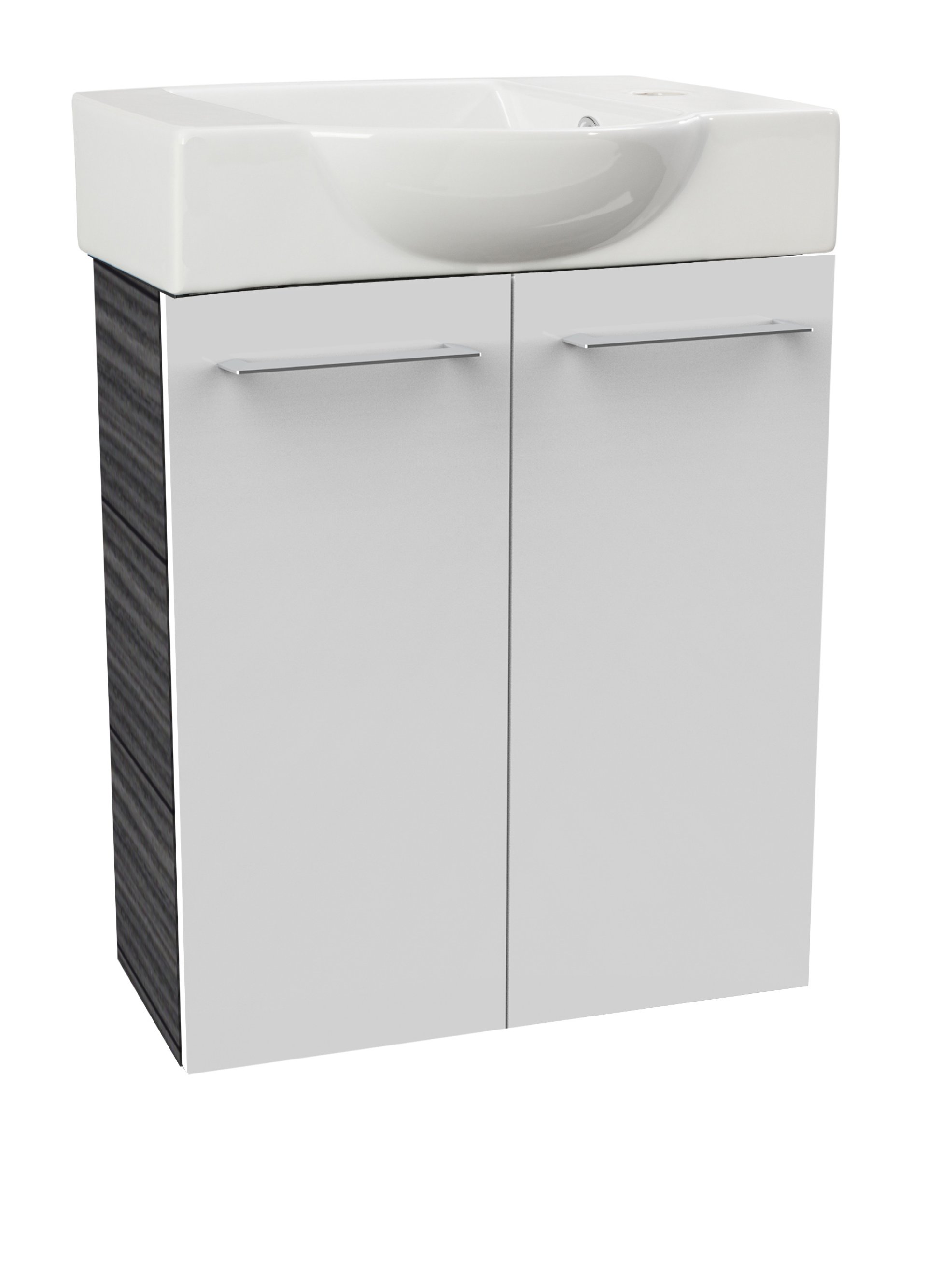 Fackelmann SBC B. PERFEKT Gäste WC Set 2-teilig 55 cm, Anthrazit/Weiß, 2 Türen, Keramik Hahnloch rechts