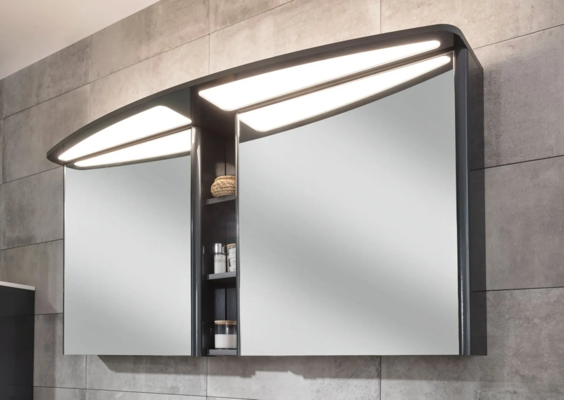 Lanzet CLASSICO Spiegelschrank 140 cm, Anthrazit