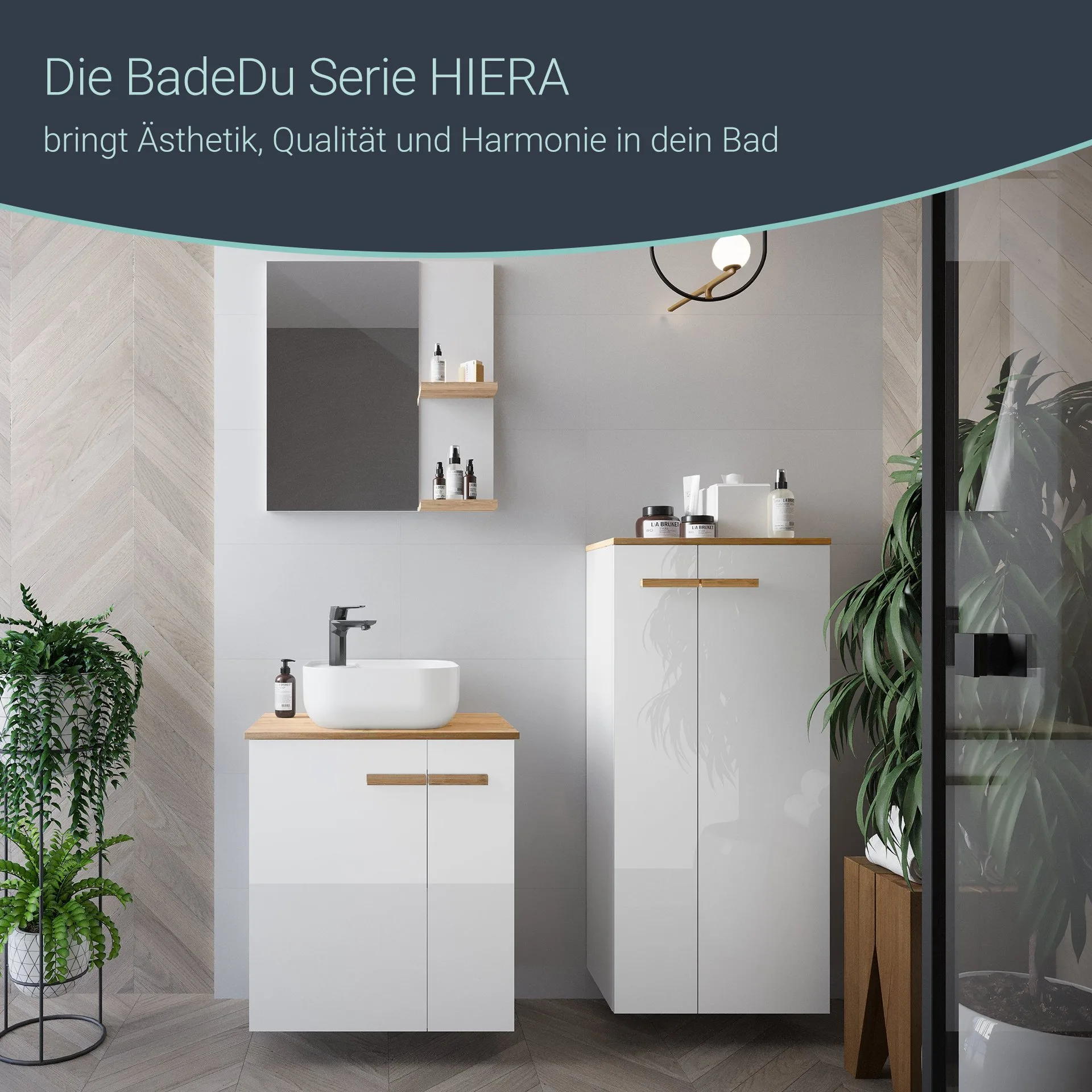 BADEDU HIERA Midischrank 50 cm breit, Weiß