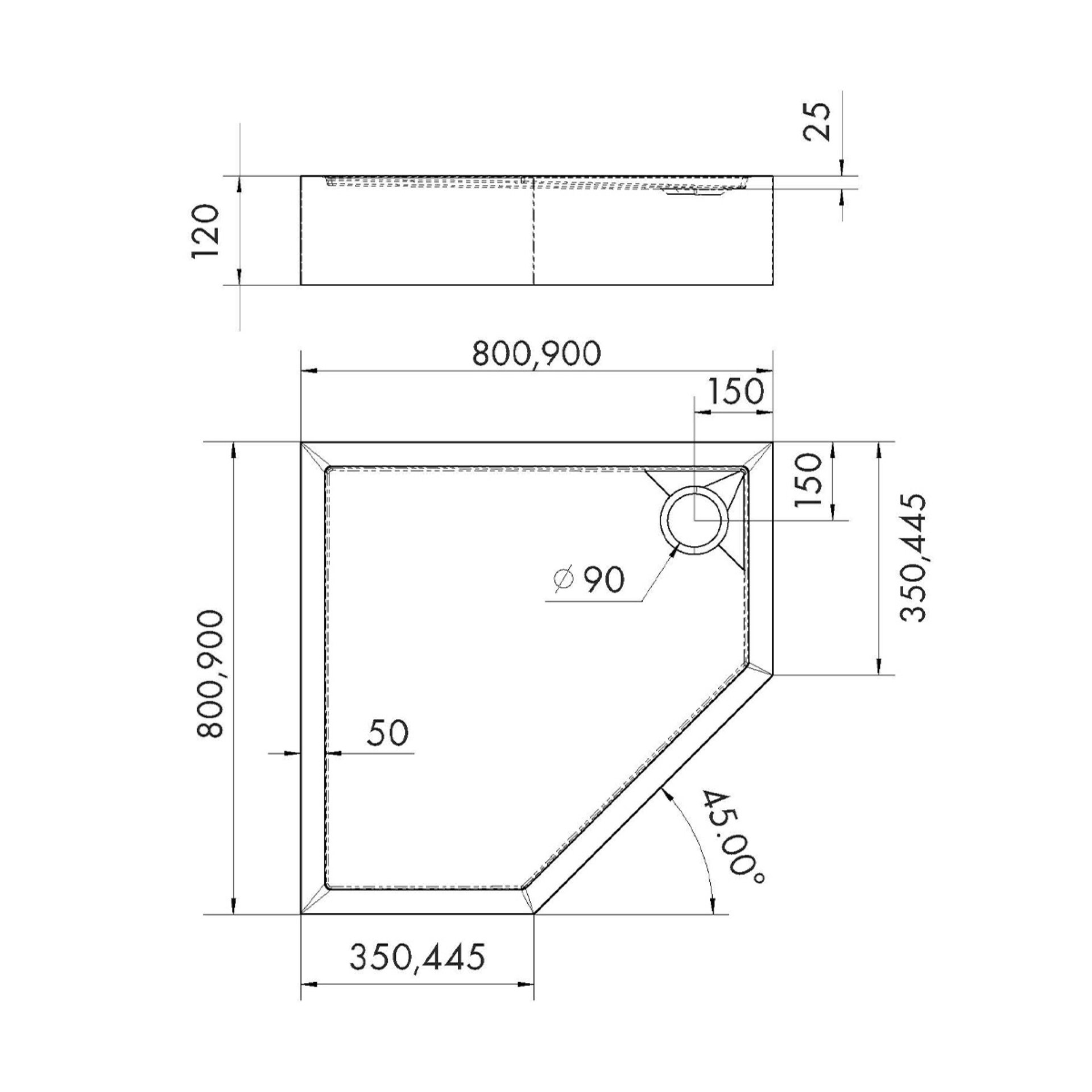 Aedler, Duschwanne Stabildense Alhena Black Scale 90x90x12