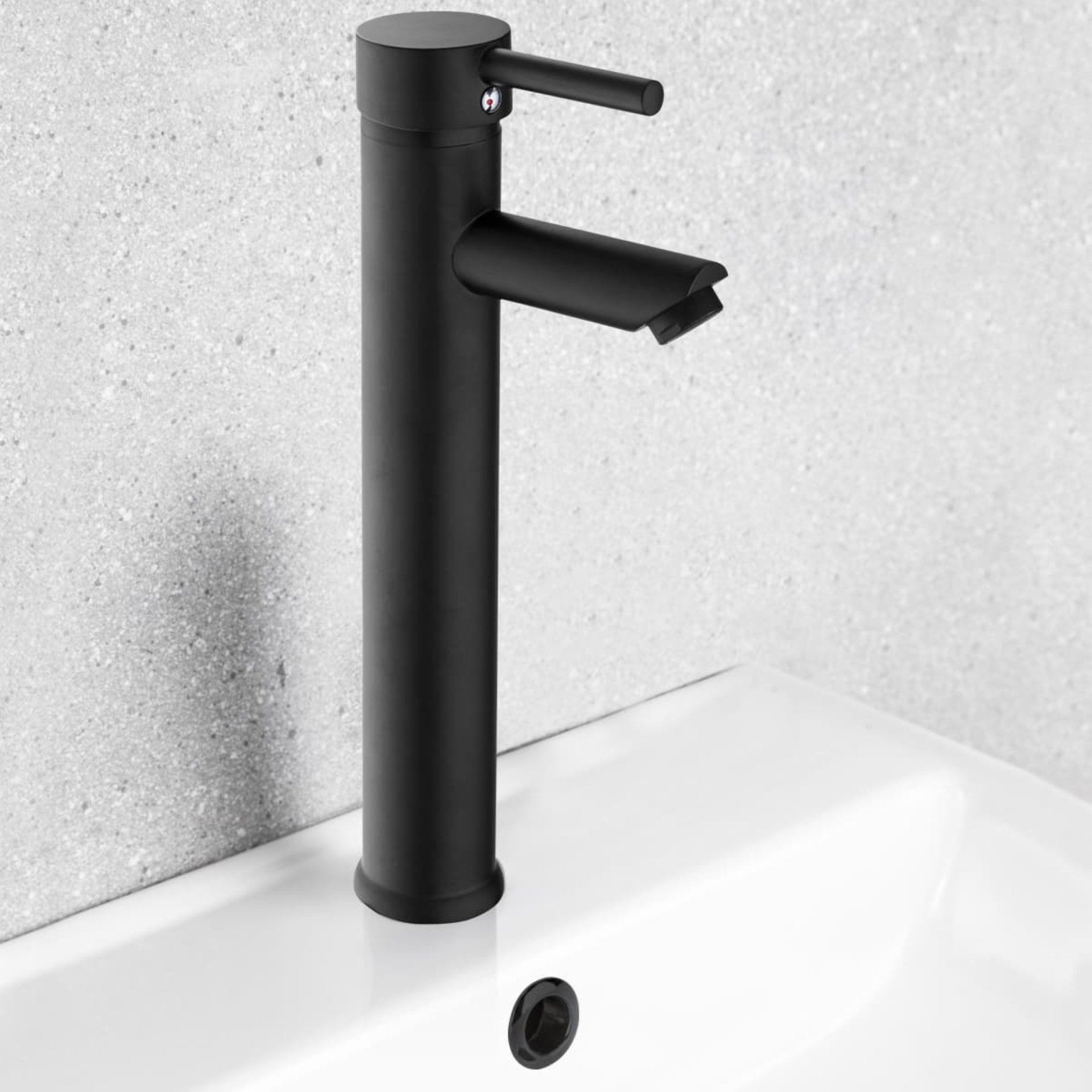 Fackelmann NEW YORK Accessoire Set 2-teilig Waschtischarmatur + Überlaufrosette, Schwarz matt