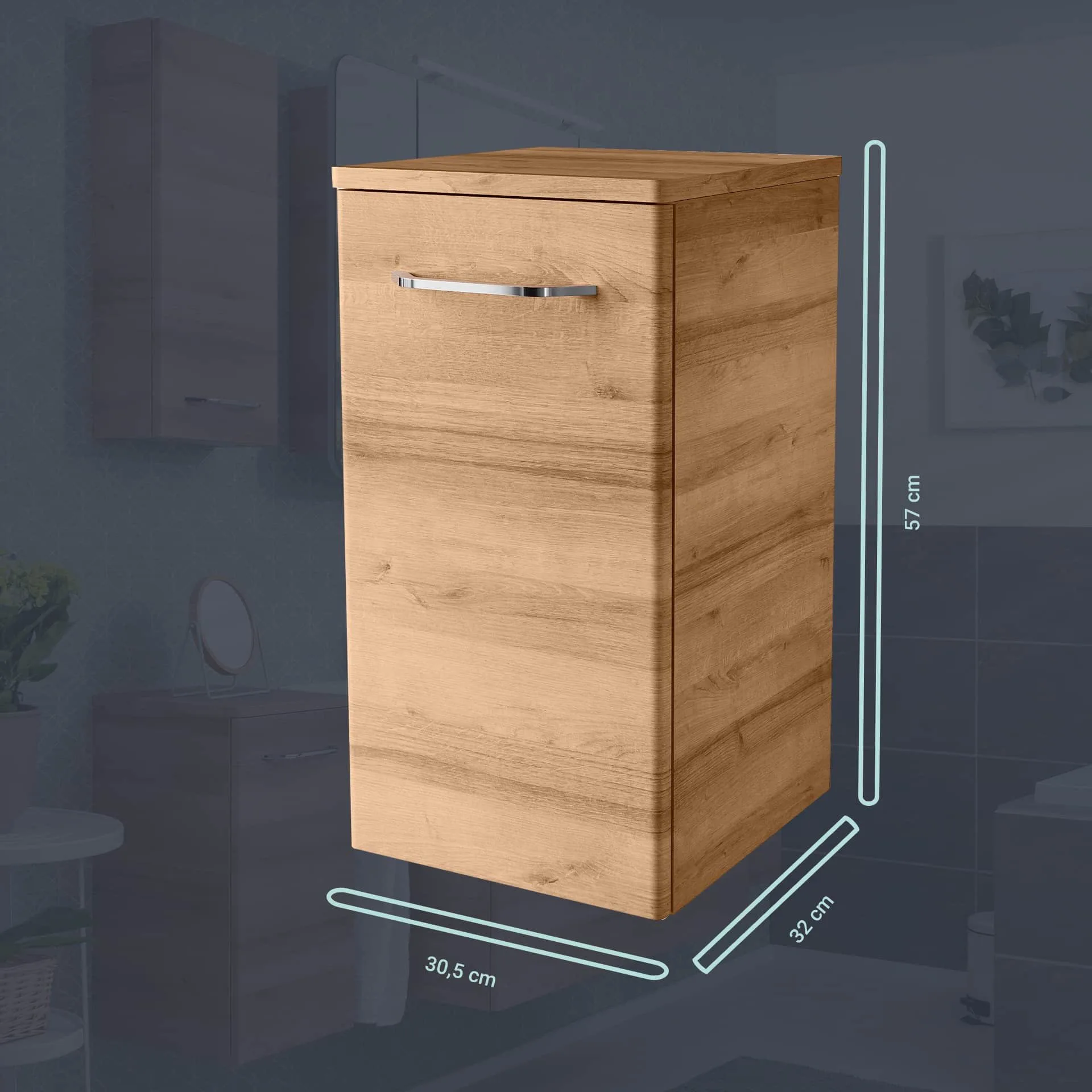 FACKELMANN MILANO Hängeschrank + Unterschrank 30 cm breit, Braun hell
