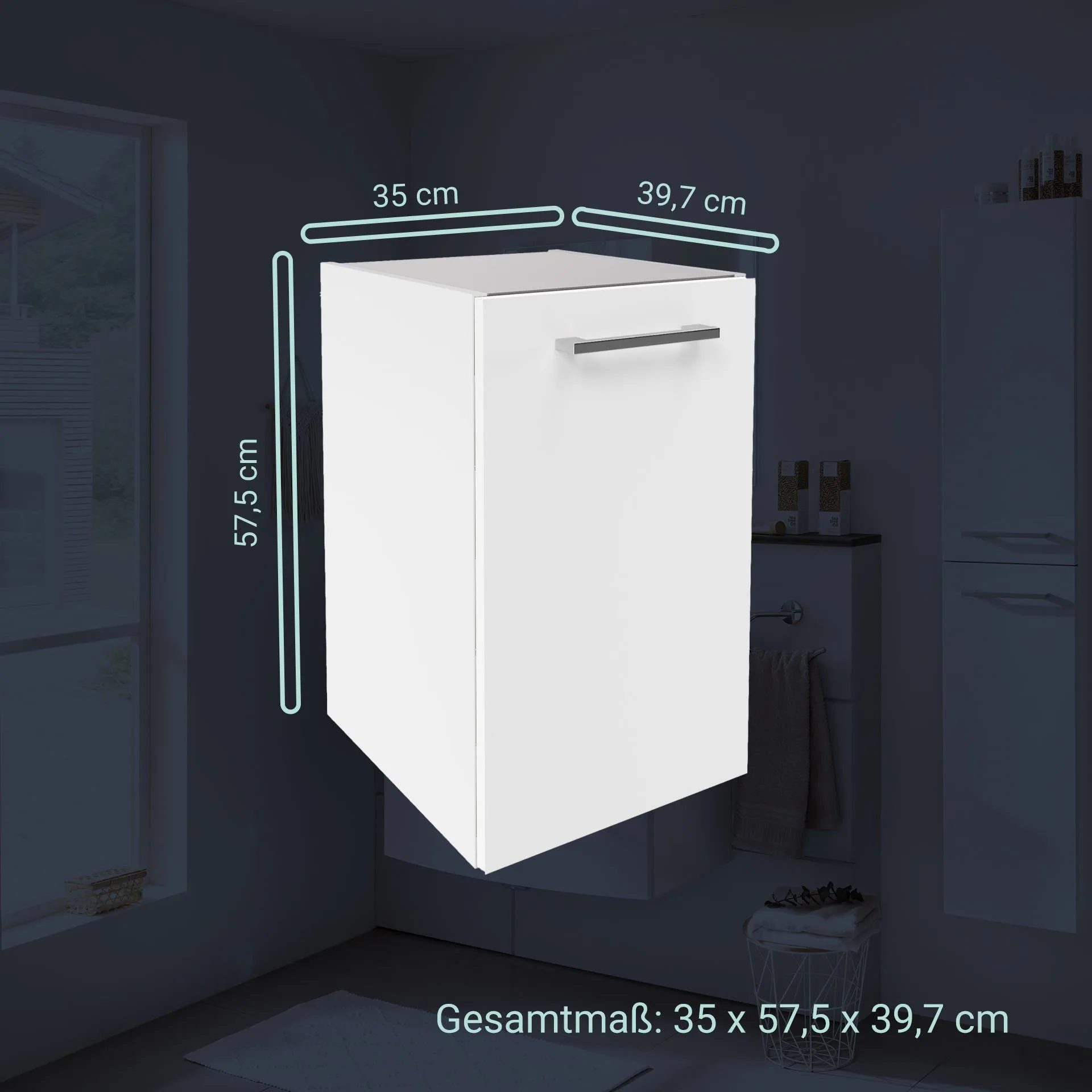 FACKELMANN VERONA Unterschrank 35 cm breit, Weiß Hochglanz, Türanschlag links